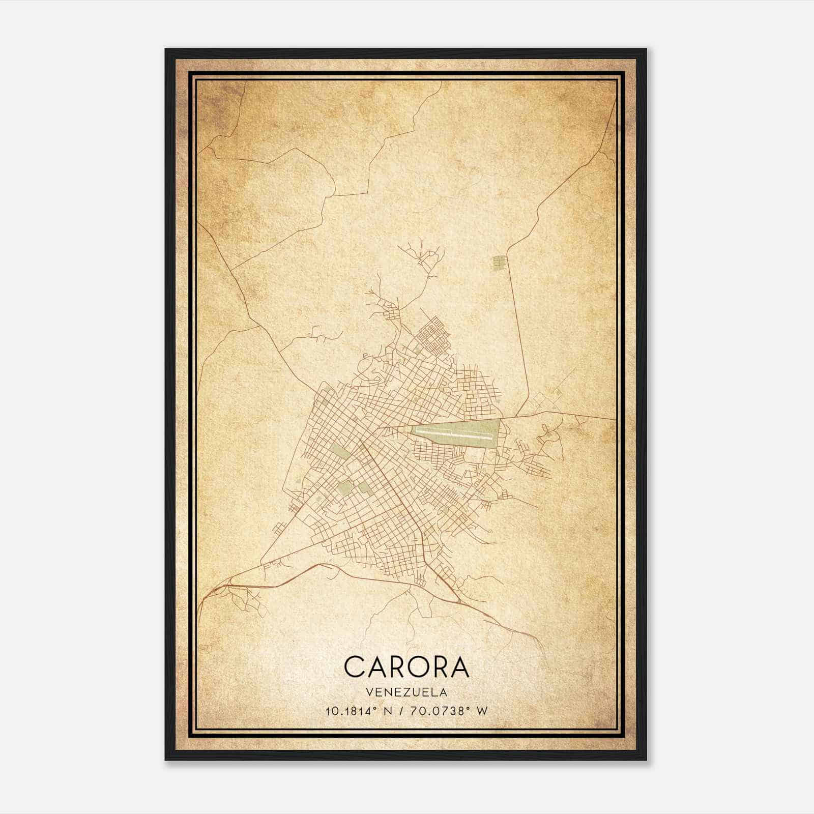 Vintage Carora Venezuela Map Poster, Carora City Road Wall Art Print