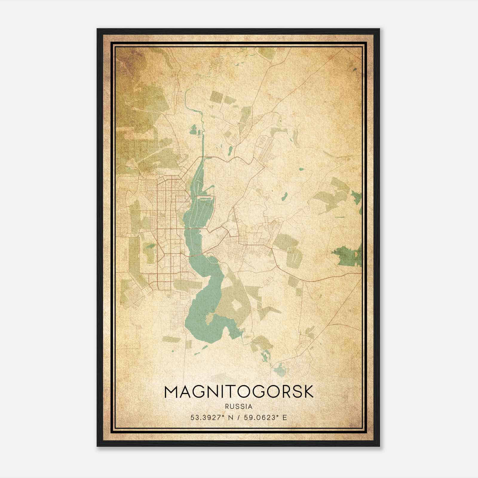 Vintage Magnitogorsk Russia Map Poster, Magnitogorsk City Road Wall Art Print