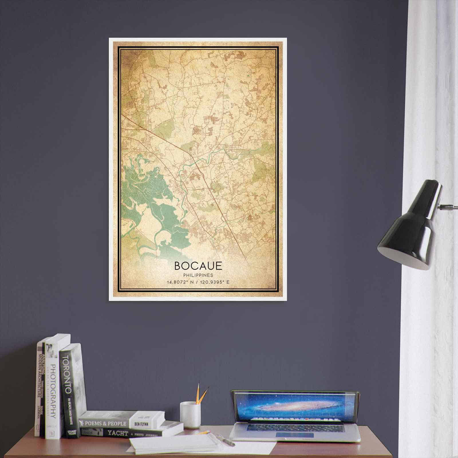 Vintage Bocaue Philippines Map Poster, Bocaue City Road Wall Art Print