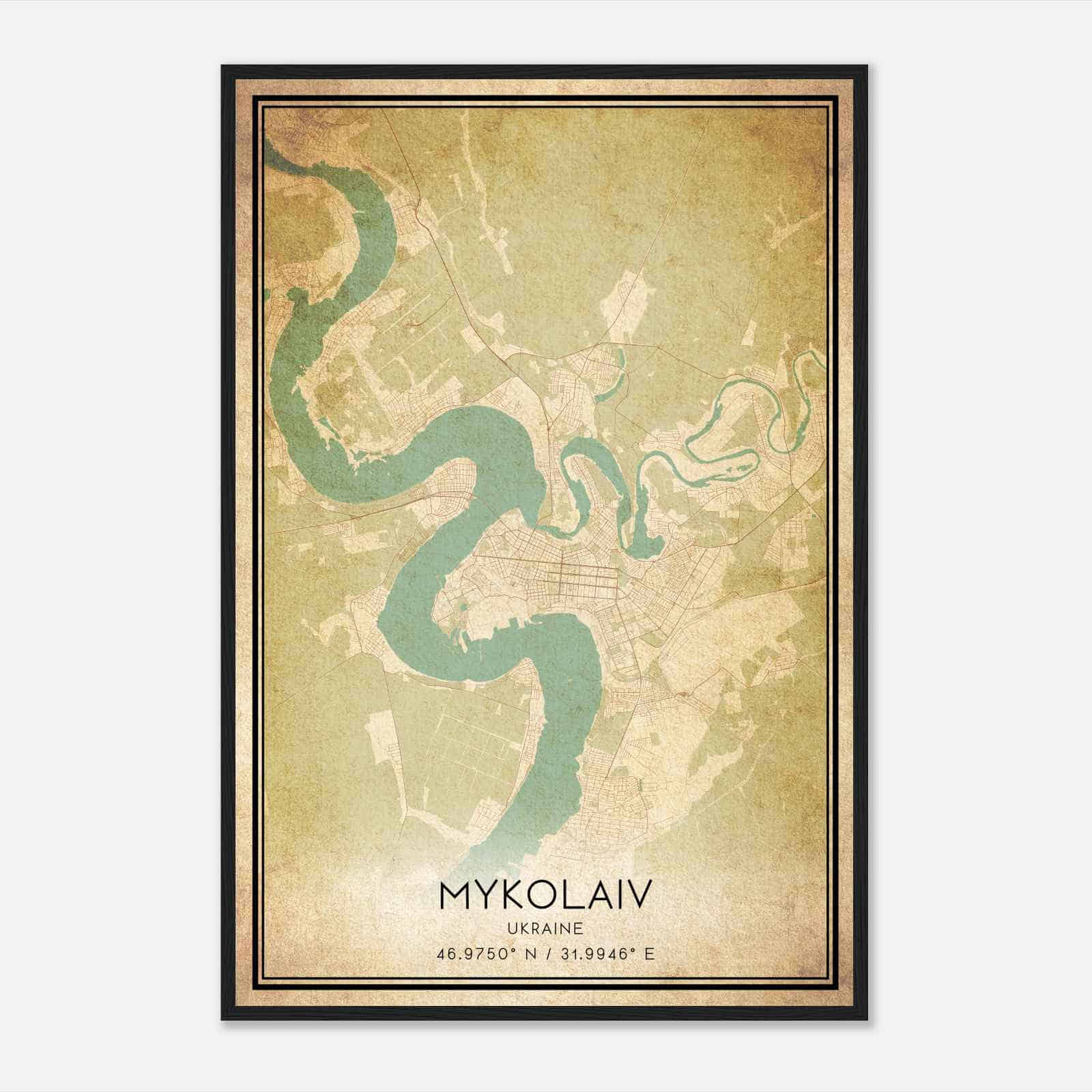 Vintage Mykolaiv Ukraine Map Poster, Mykolaiv City Road Wall Art Print