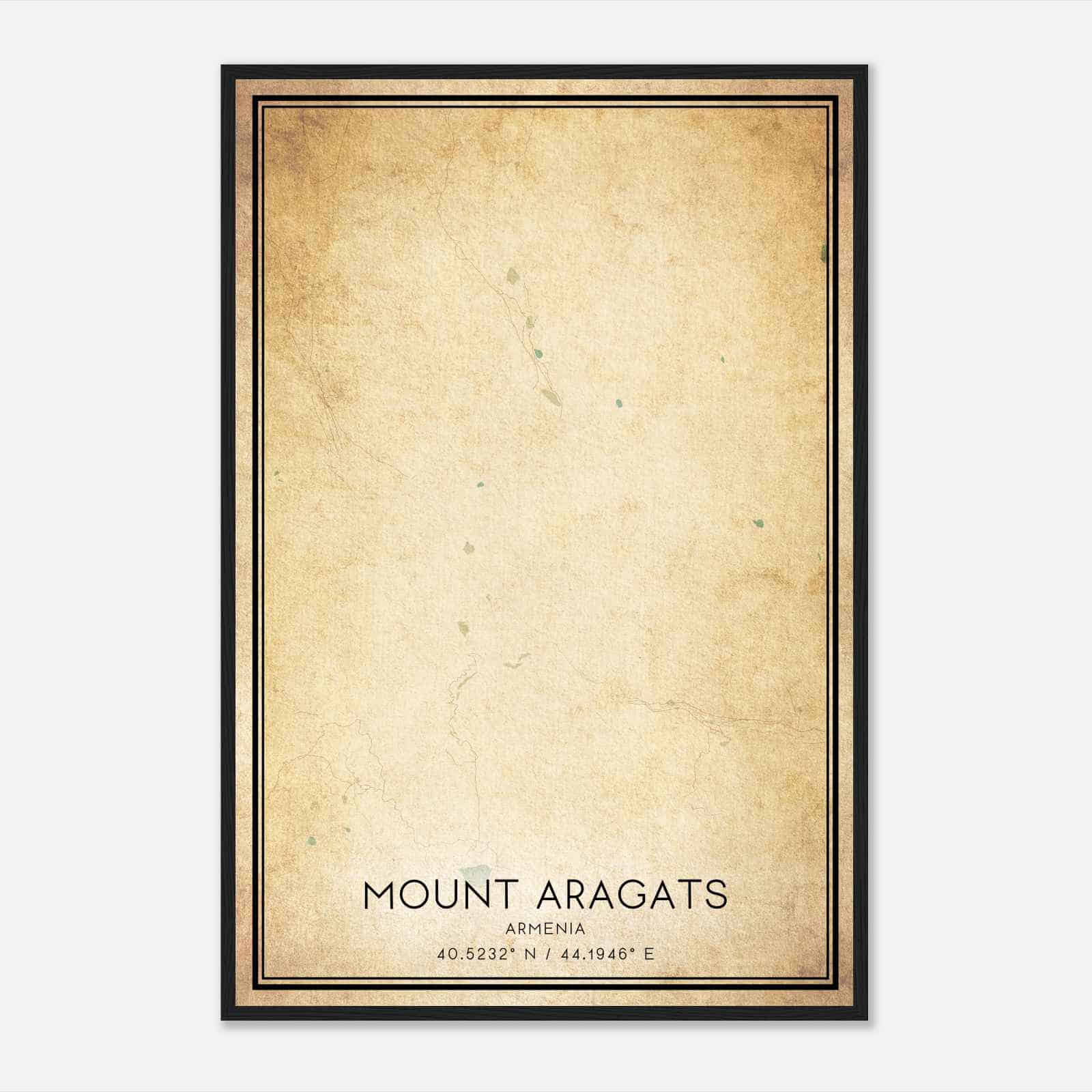 Vintage Mount Aragats Armenia Map Poster, Mount Aragats City Road Wall Art Print