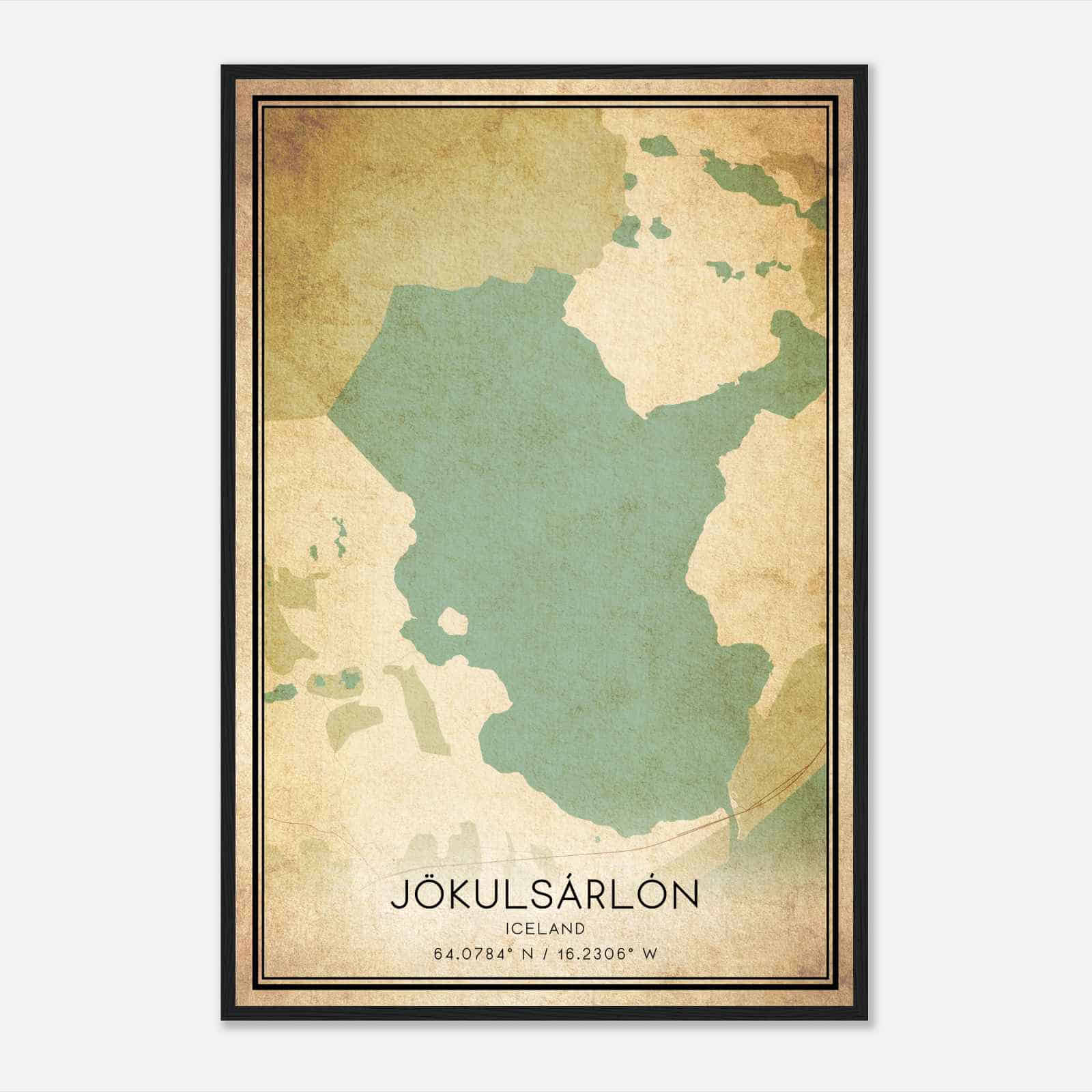 Vintage Jokulsarlon Iceland Map Poster, Jokulsarlon City Road Wall Art Print