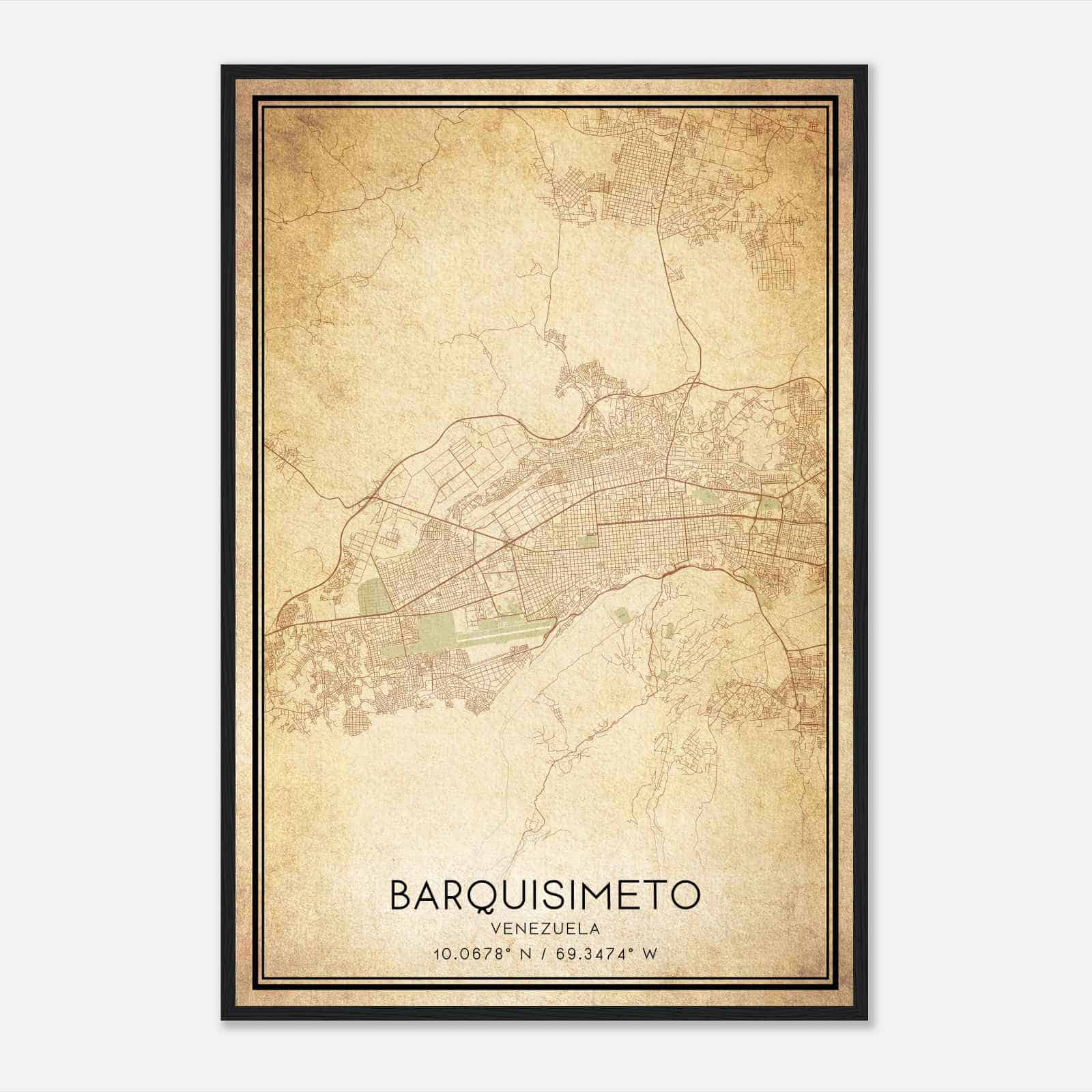 Vintage Barquisimeto Venezuela Map Poster, Barquisimeto City Road Wall Art Print