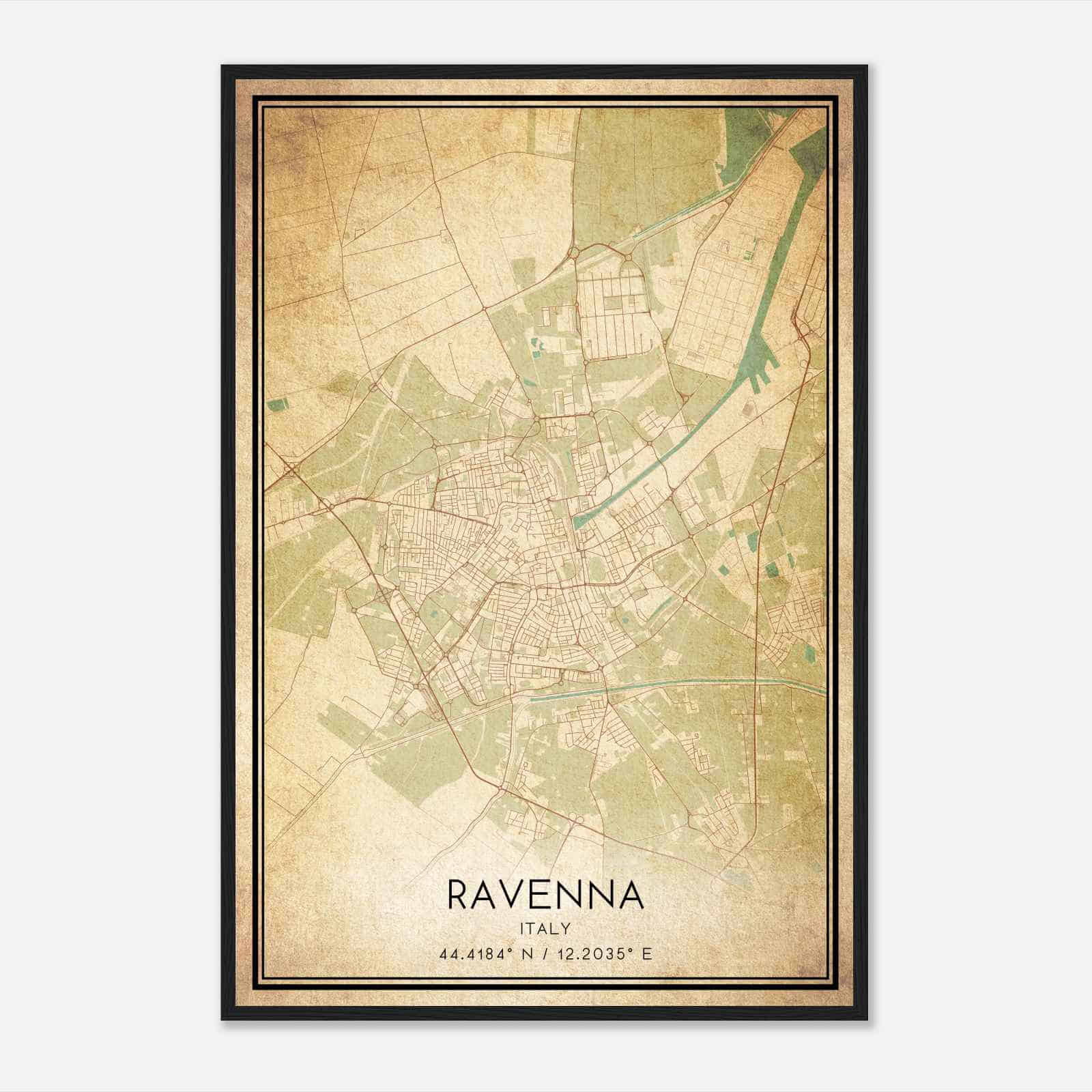 Vintage Ravenna Italy Map Poster, Ravenna City Road Wall Art Print