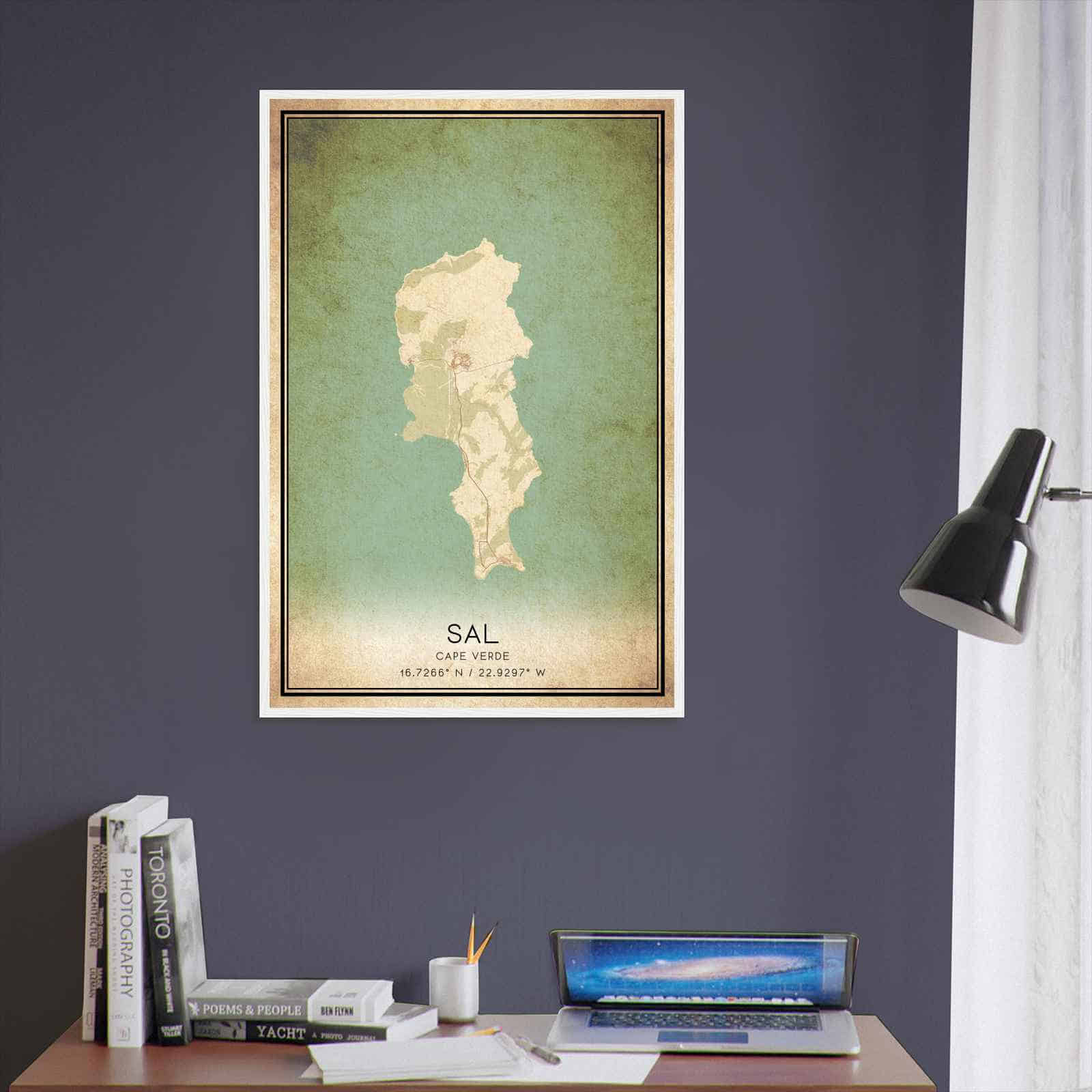 Vintage Sal Cape Verde Map Poster, Sal City Road Wall Art Print