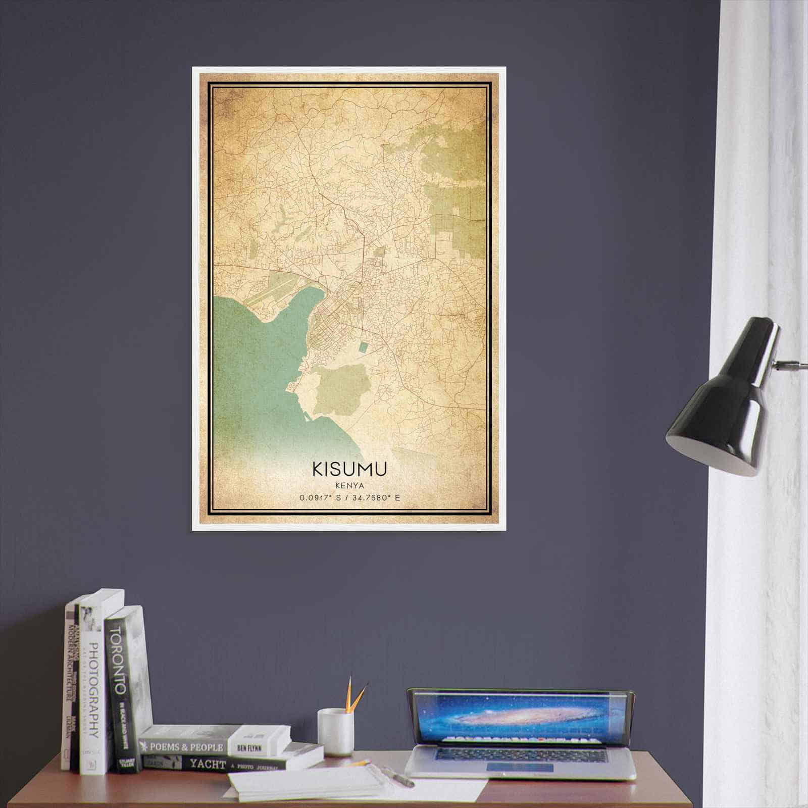 Vintage Kisumu Kenya Map Poster, Kisumu City Road Wall Art Print