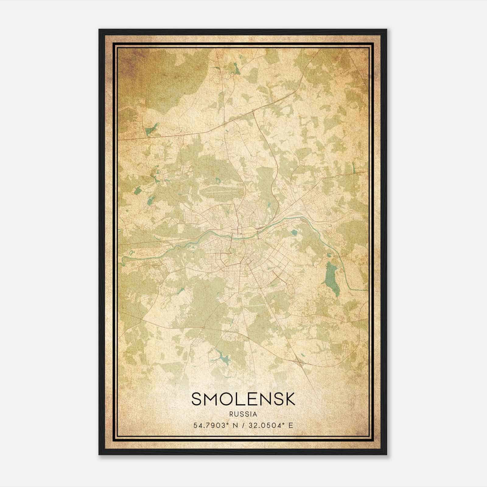 Vintage Smolensk Russia Map Poster, Smolensk City Road Wall Art Print