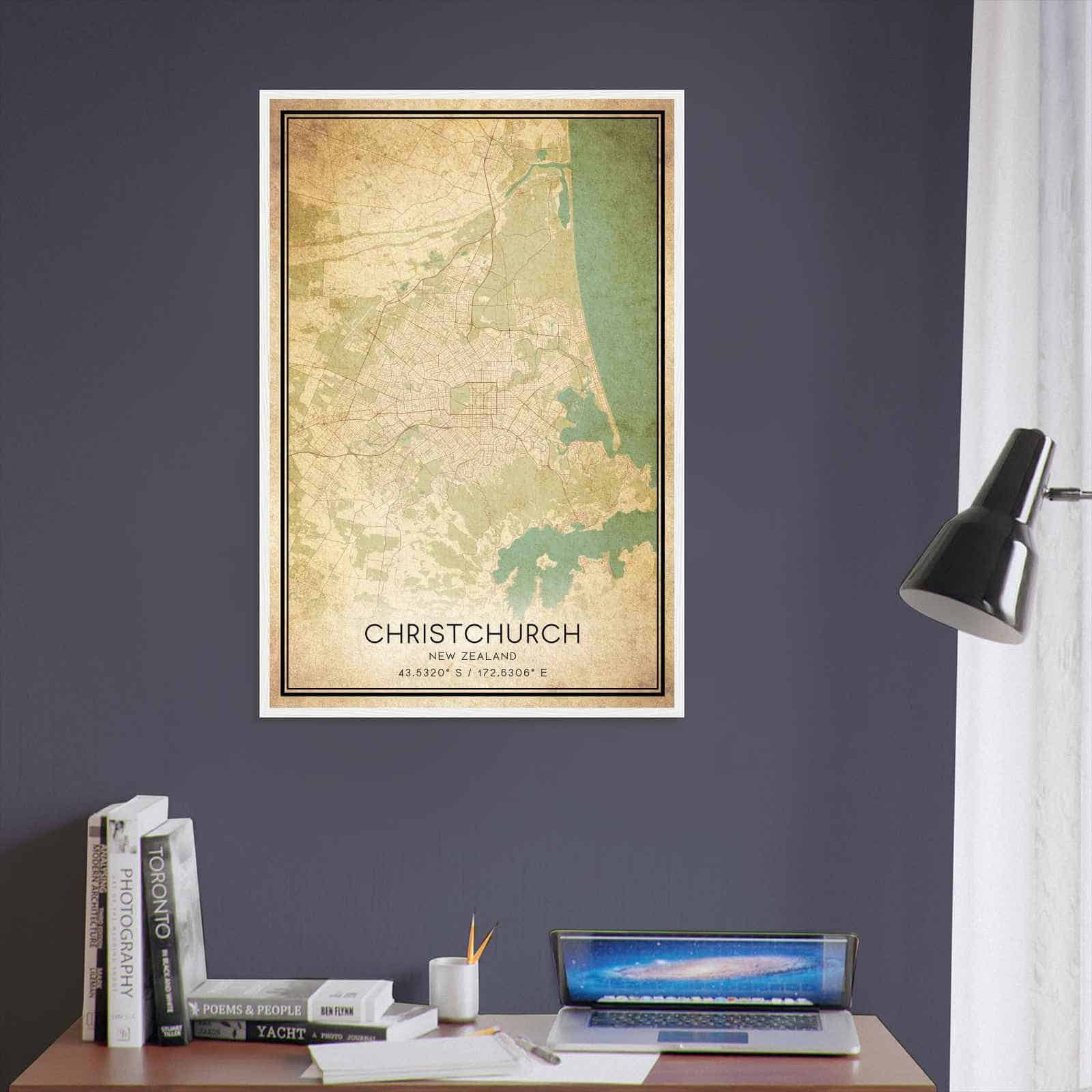 Vintage Christchurch New Zealand Map Poster, Christchurch City Road Wall Art Print