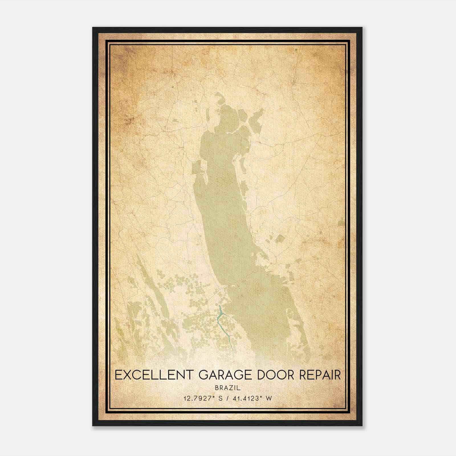 Vintage Excellent Garage Door Repair Brazil Map Poster, Excellent Garage Door Repair City Road Wall Art Print