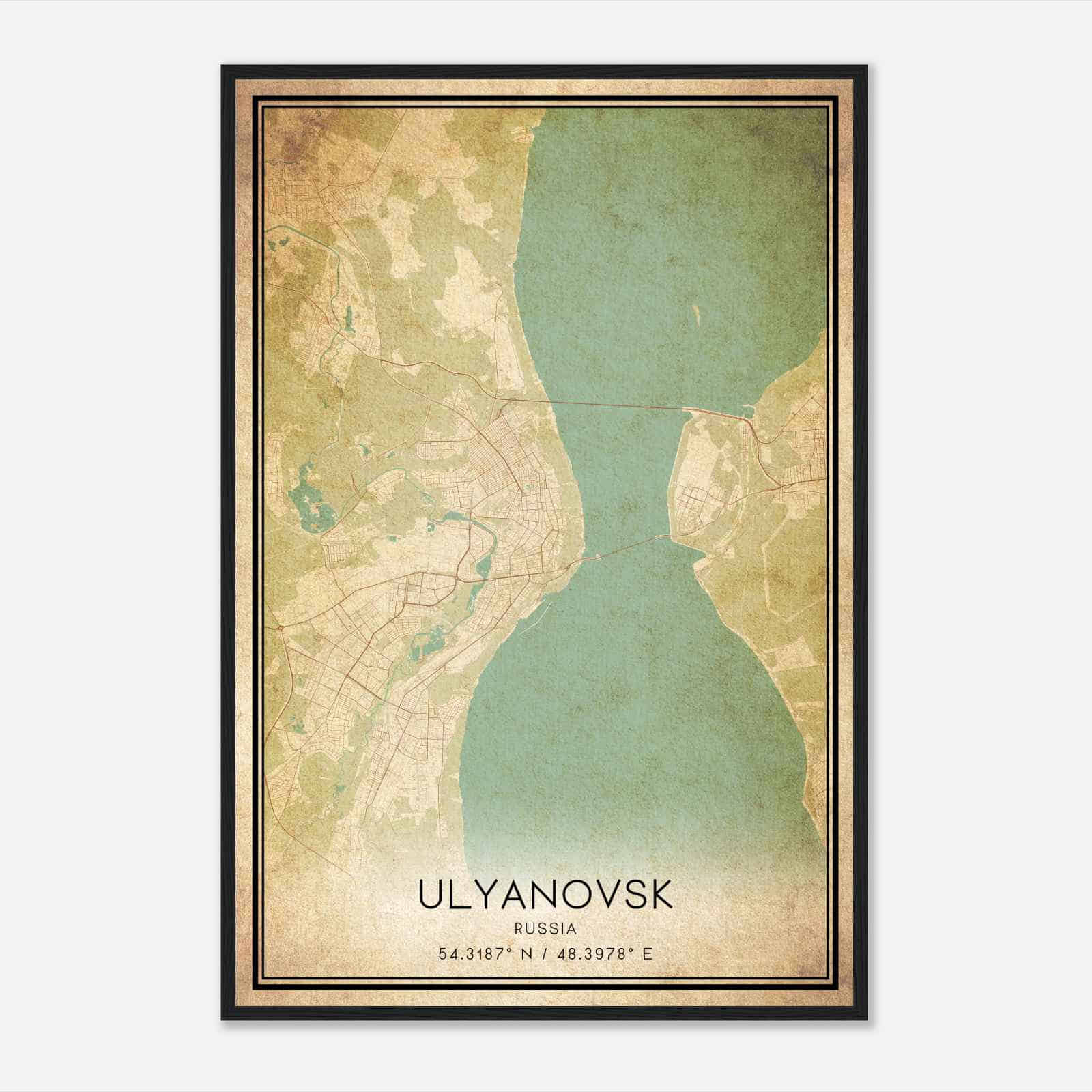 Vintage Ulyanovsk Russia Map Poster, Ulyanovsk City Road Wall Art Print