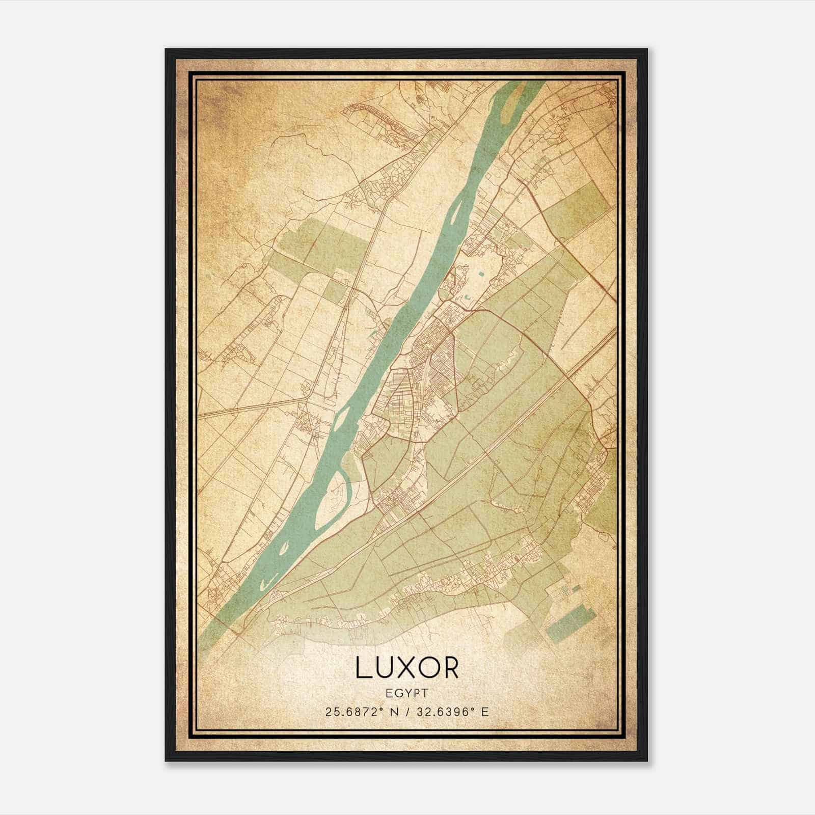Vintage Luxor Egypt Map Poster, Luxor City Road Wall Art Print