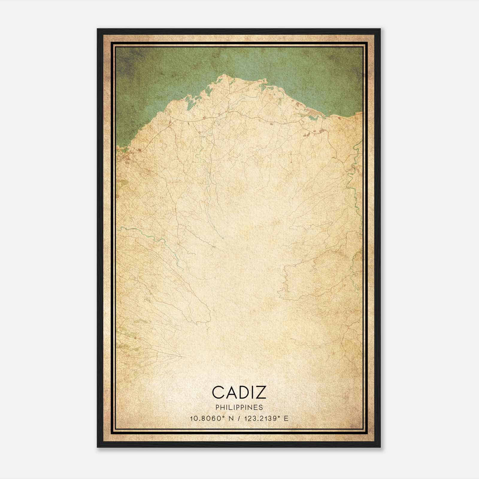 Vintage Cadiz Philippines Map Poster, Cadiz City Road Wall Art Print
