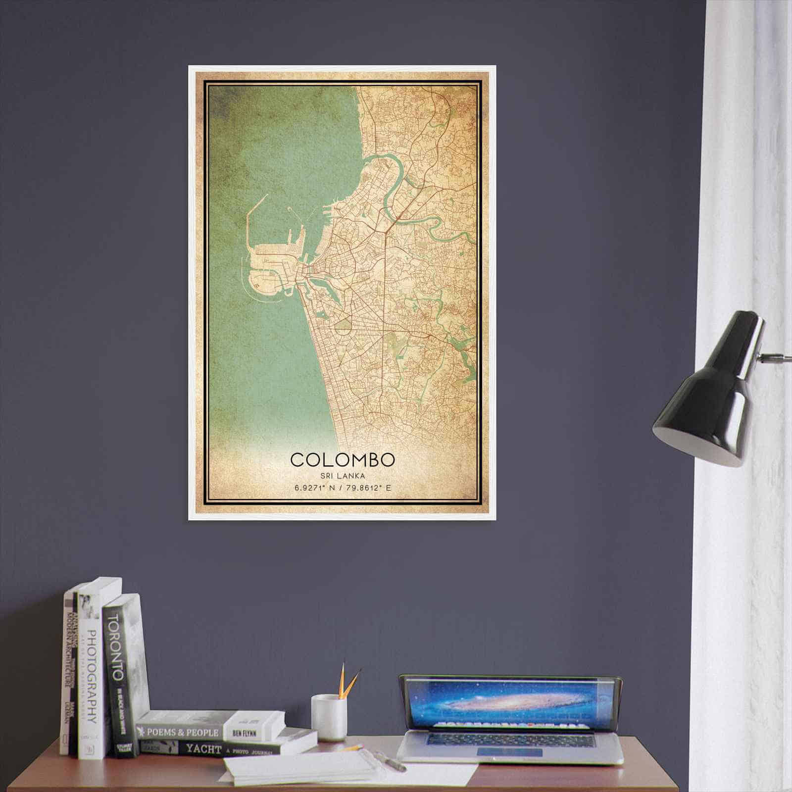 Vintage Colombo Sri Lanka Map Poster, Colombo City Road Wall Art Print