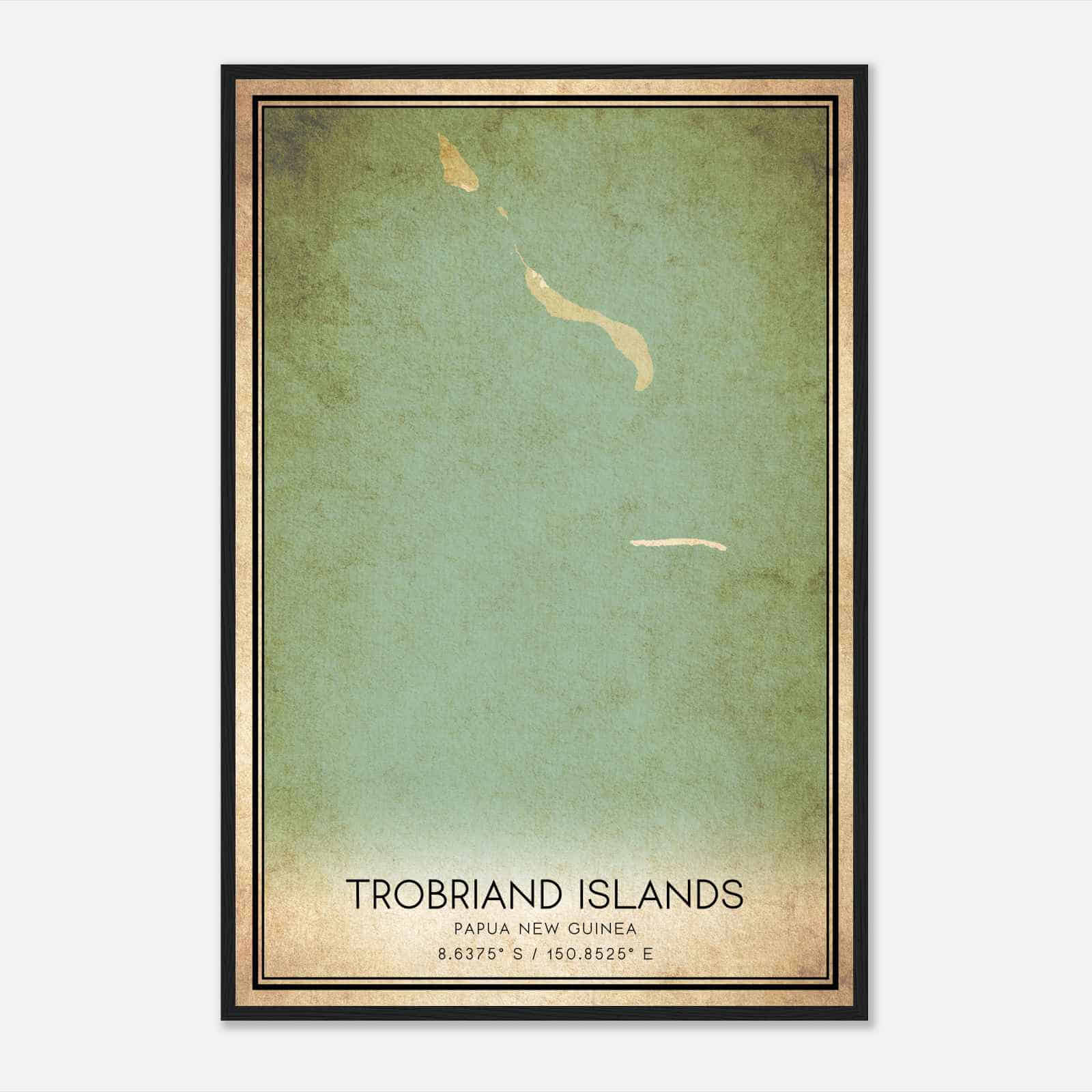 Vintage Trobriand Islands Papua New Guinea Map Poster, Trobriand Islands City Road Wall Art Print