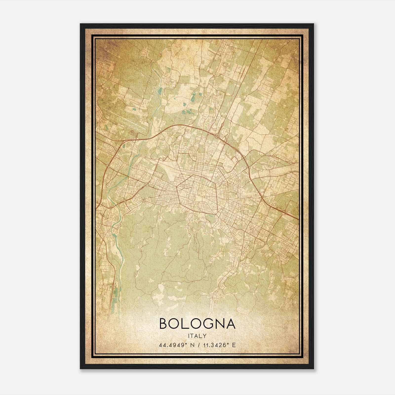 Vintage Bologna Italy Map Poster, Bologna City Road Wall Art Print