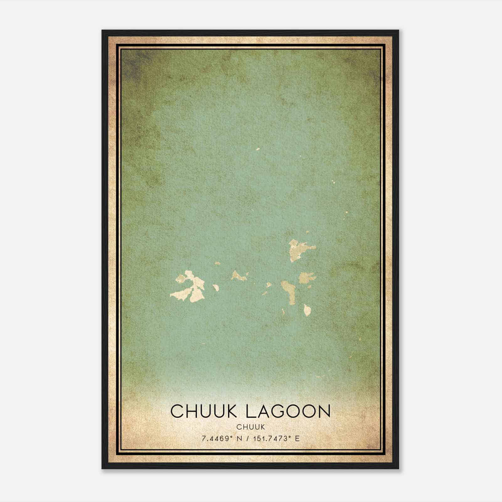 Vintage Chuuk Lagoon Chuuk Map Poster, Chuuk Lagoon City Road Wall Art Print