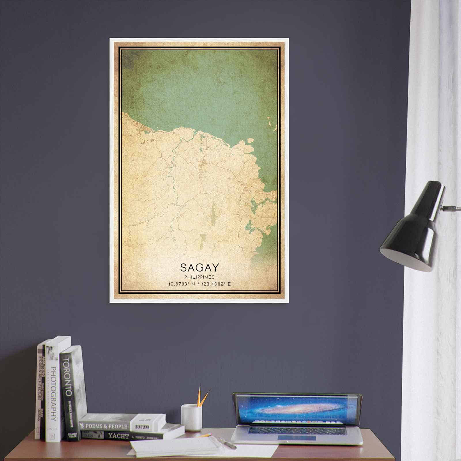 Vintage Sagay Philippines Map Poster, Sagay City Road Wall Art Print