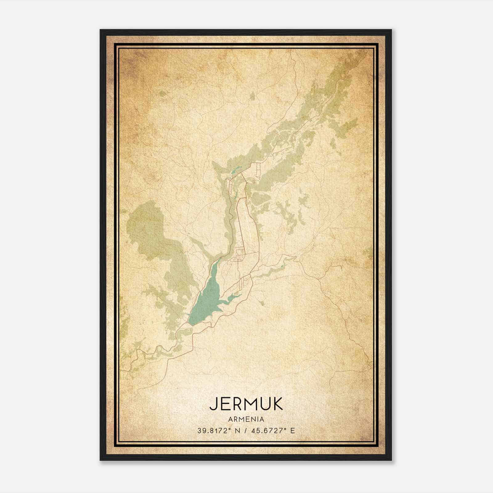 Vintage Jermuk Armenia Map Poster, Jermuk City Road Wall Art Print