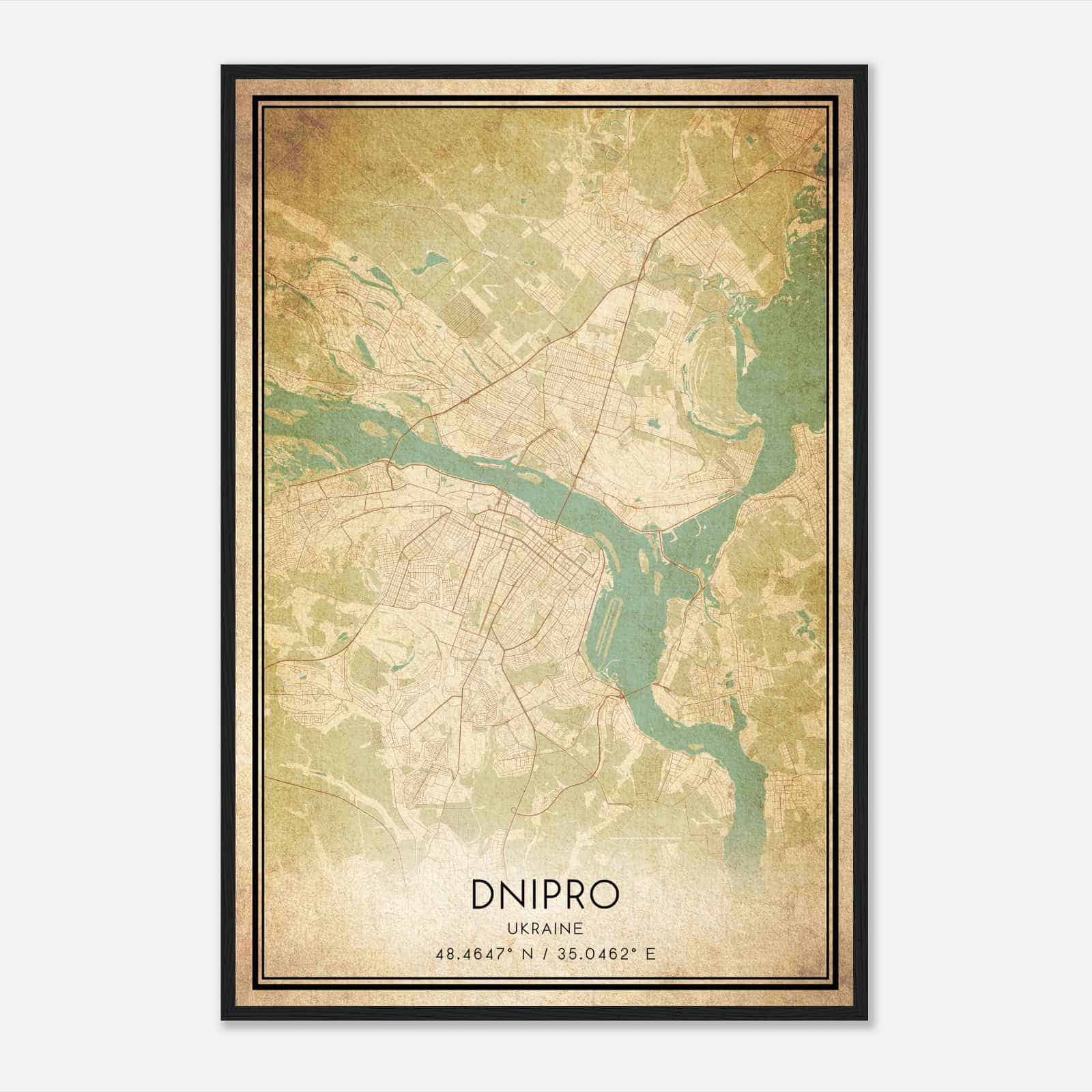 Vintage Dnipro Ukraine Map Poster, Dnipro City Road Wall Art Print