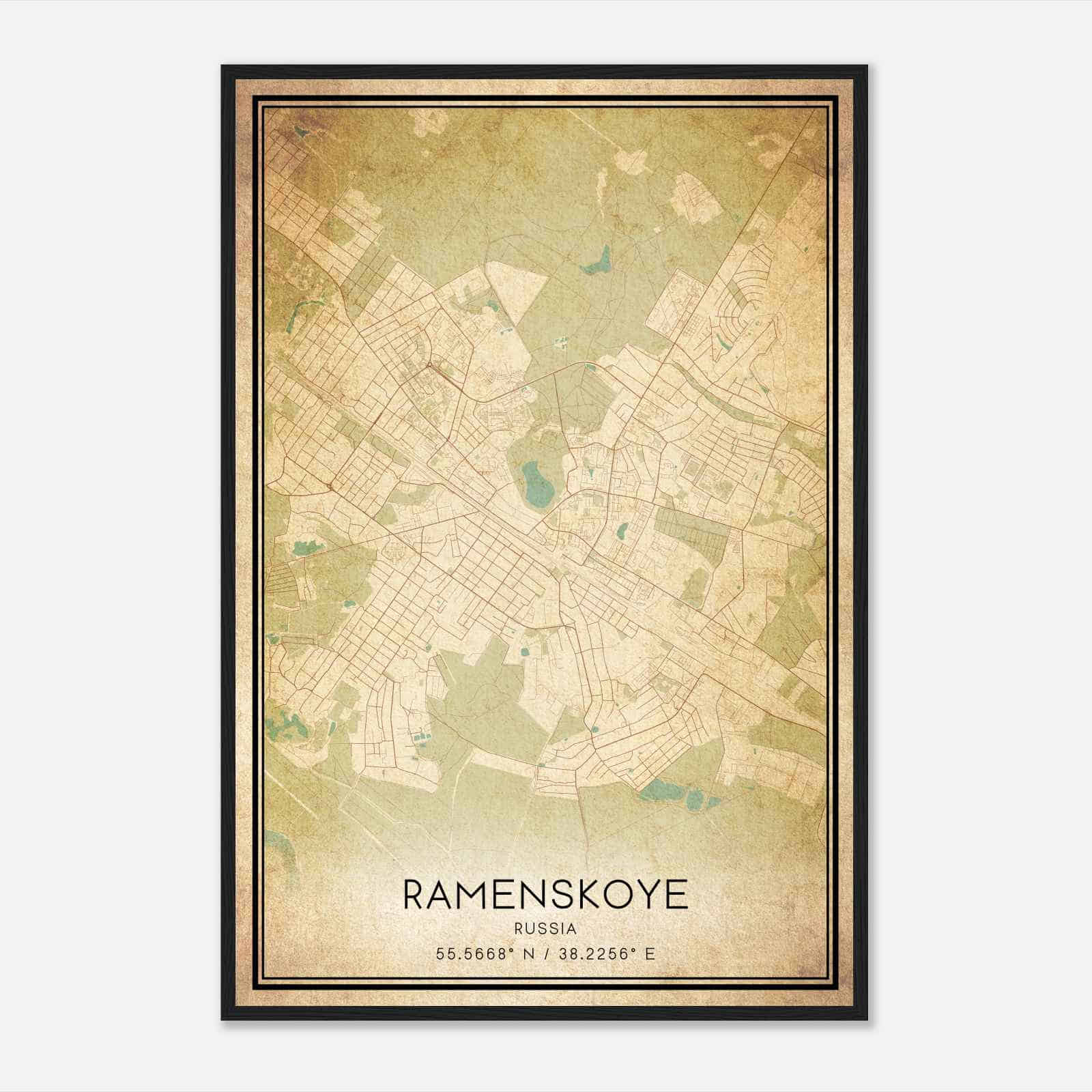 Vintage Ramenskoye Russia Map Poster, Ramenskoye City Road Wall Art Print