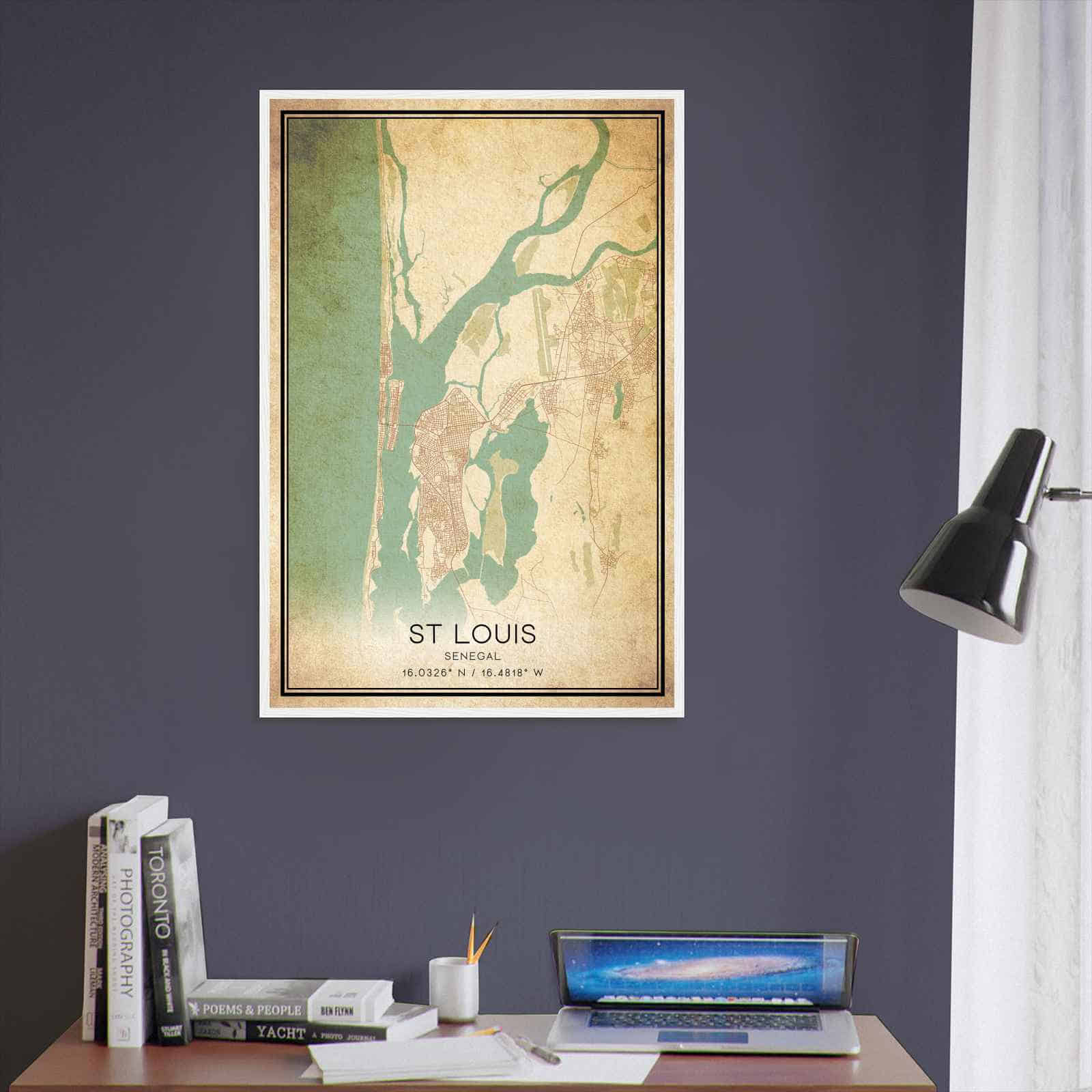Vintage St Louis Senegal Map Poster, St Louis City Road Wall Art Print