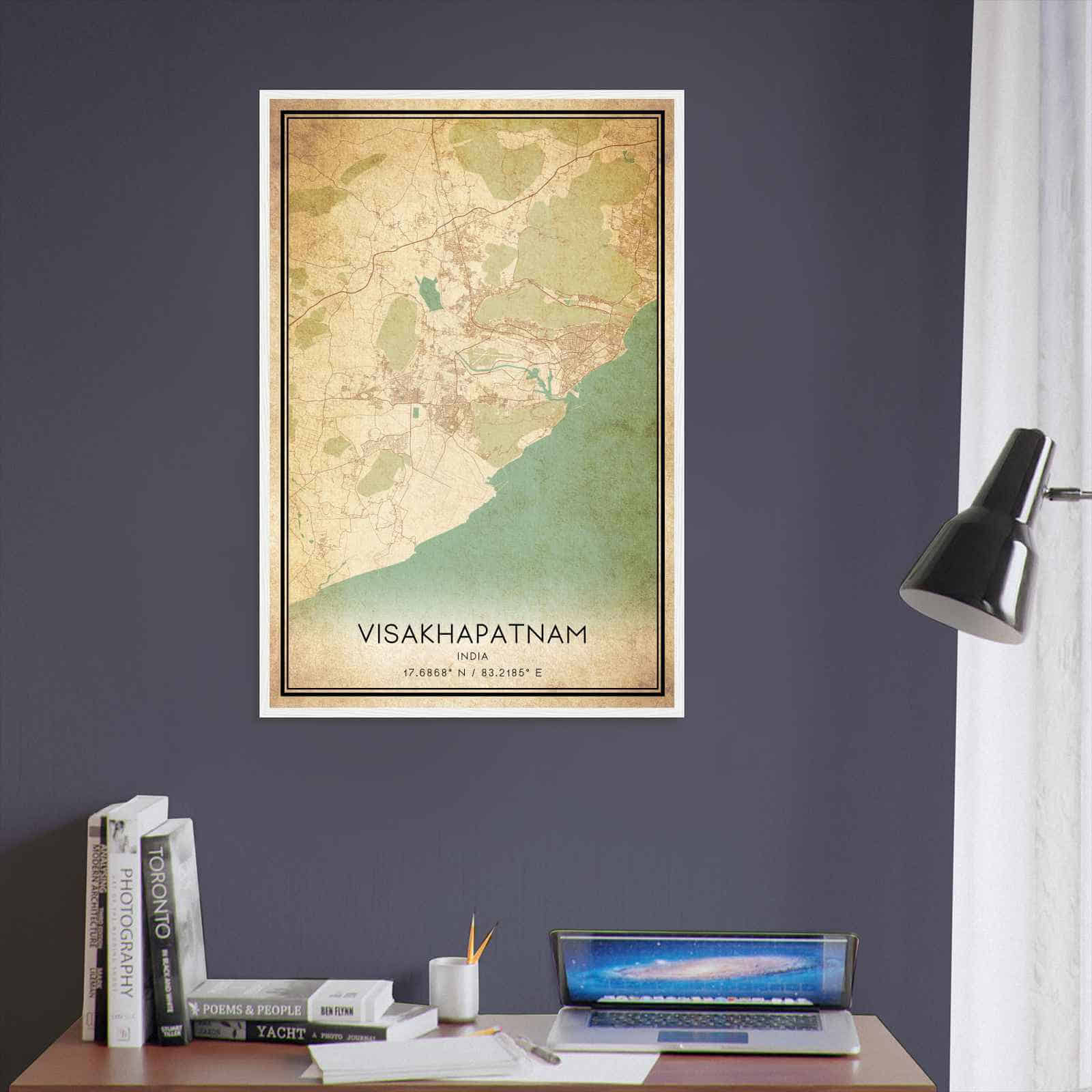 Vintage Visakhapatnam India Map Poster, Visakhapatnam City Road Wall Art Print