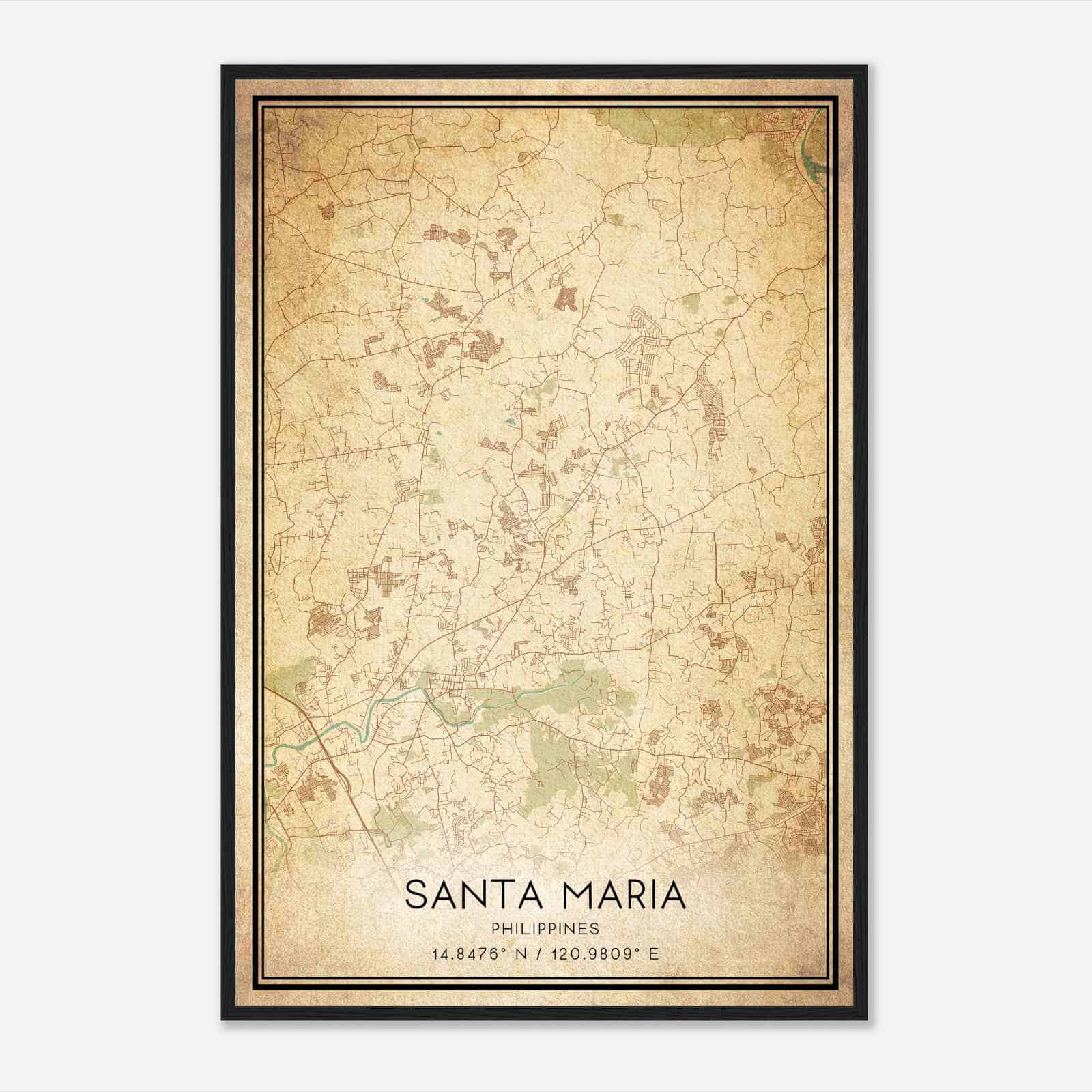 Vintage Santa Maria Philippines Map Poster, Santa Maria City Road Wall Art Print