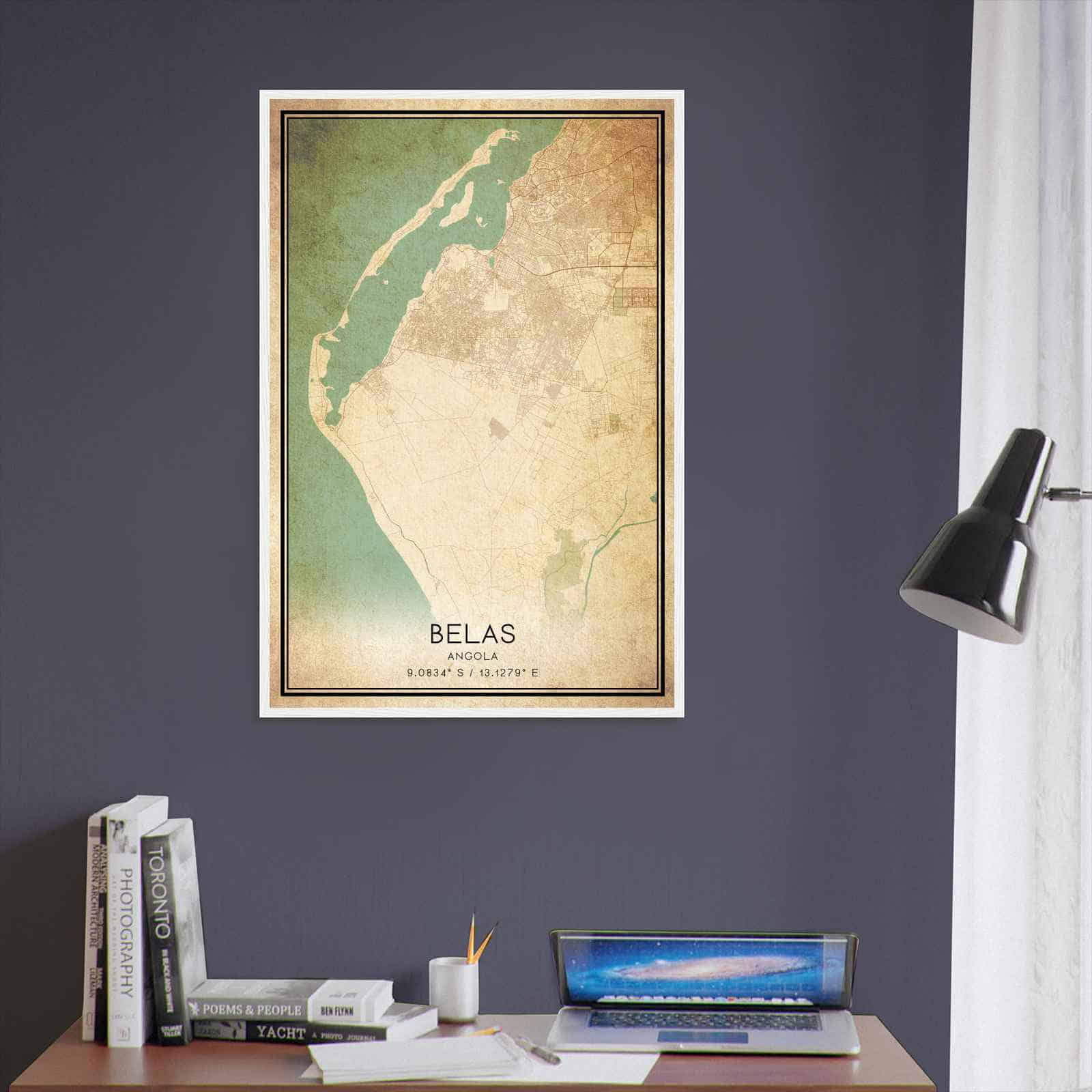 Vintage Belas Angola Map Poster, Belas City Road Wall Art Print