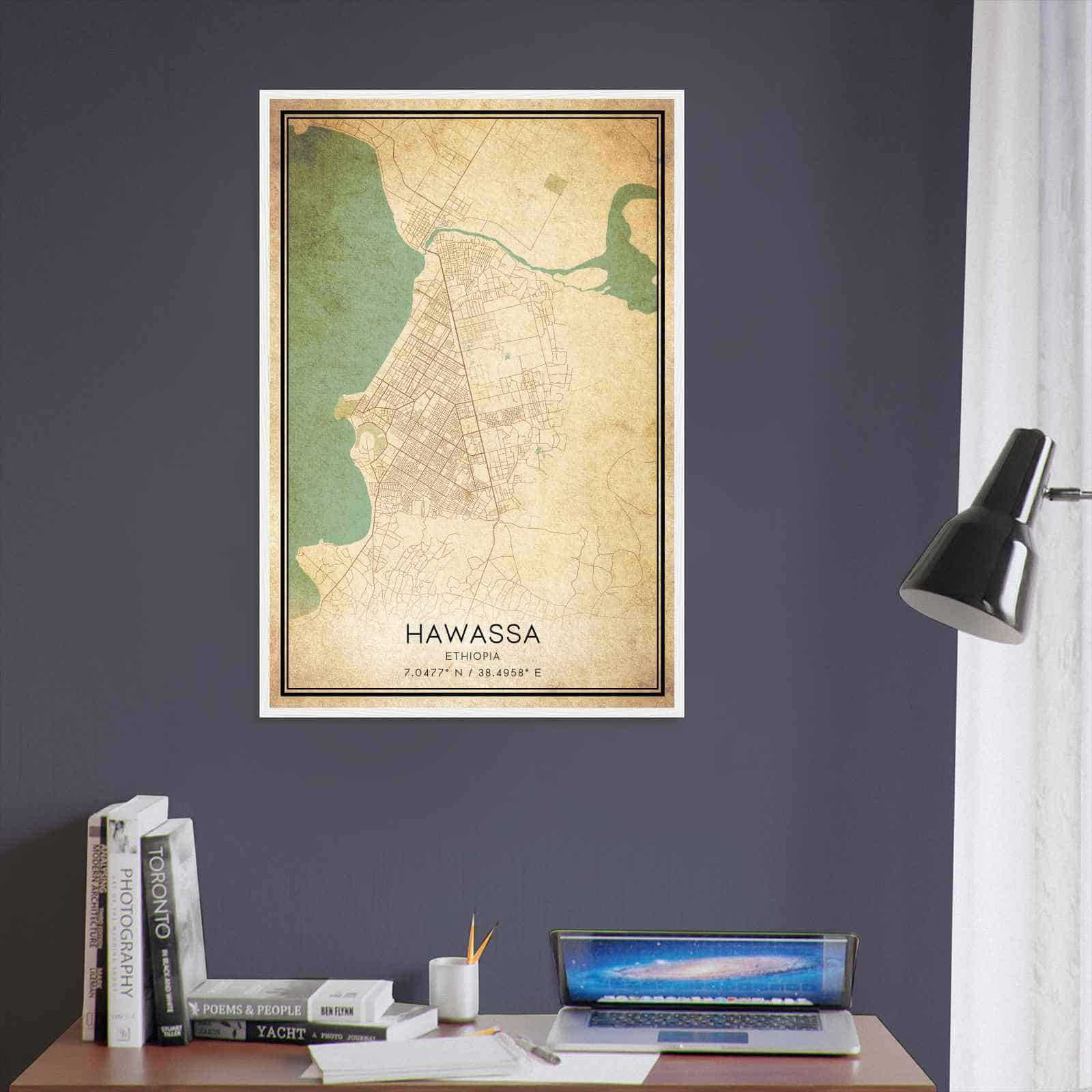 Vintage Hawassa Ethiopia Map Poster, Hawassa City Road Wall Art Print