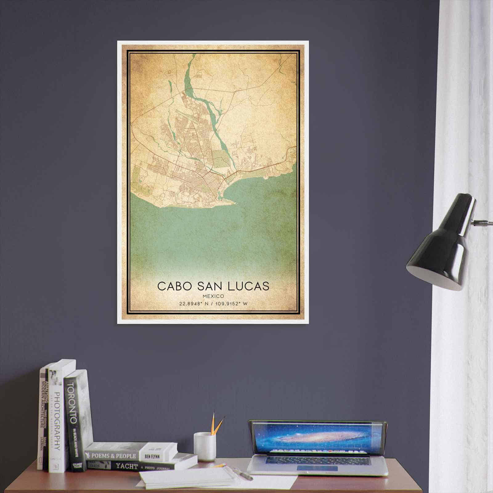 Vintage Cabo San Lucas Mexico Map Poster, Cabo San Lucas City Road Wall Art Print
