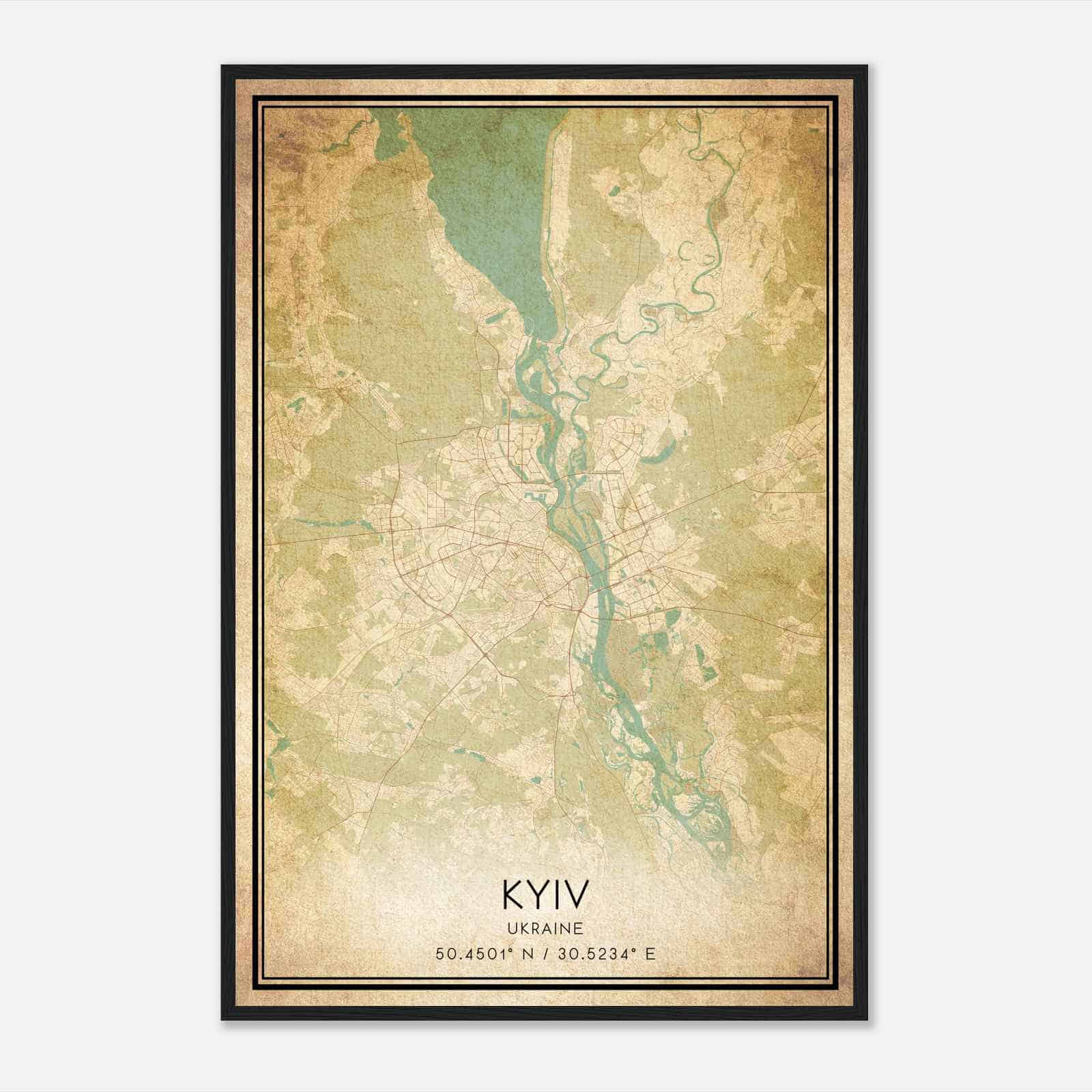 Vintage Kyiv Ukraine Map Poster, Kyiv City Road Wall Art Print