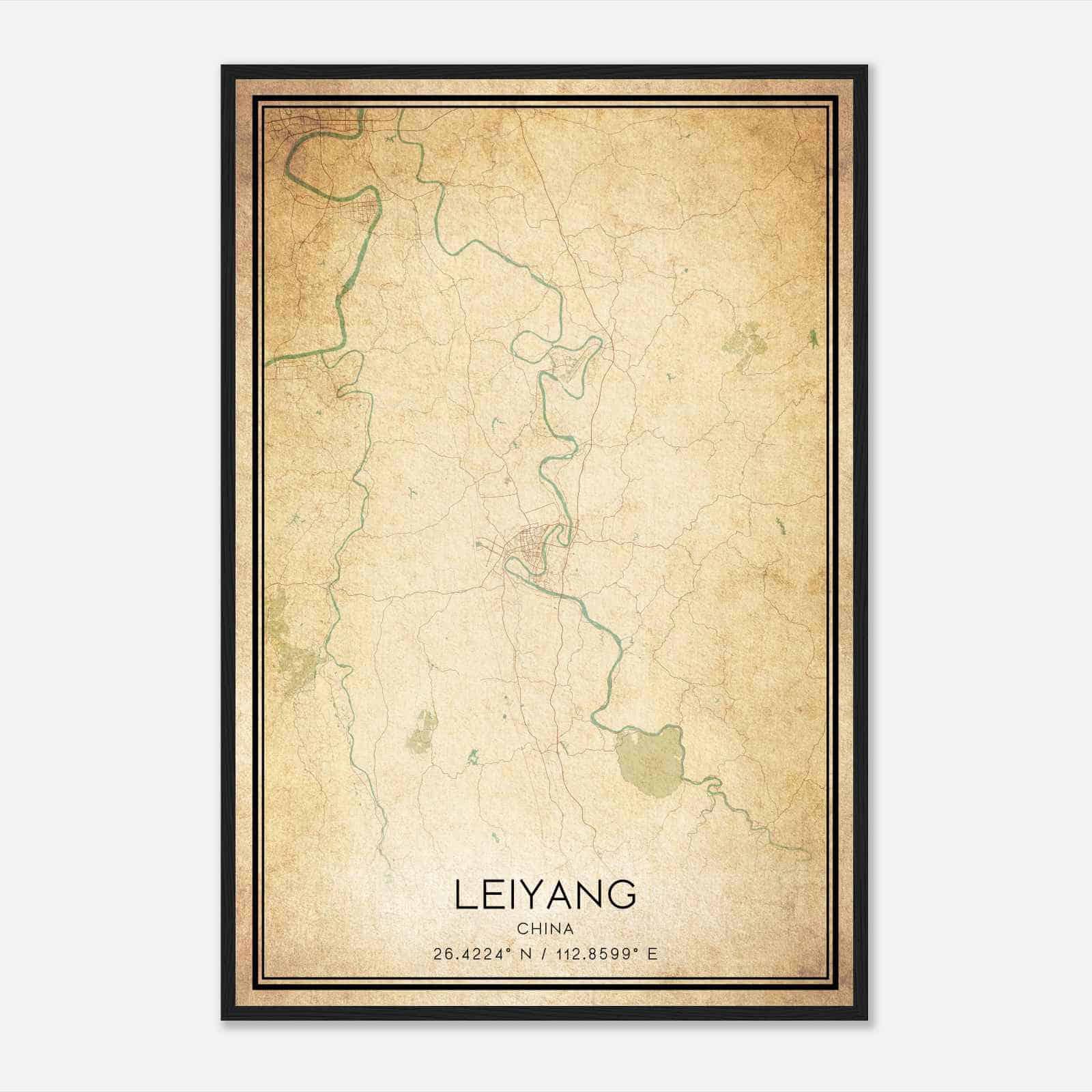Vintage Leiyang China Map Poster, Leiyang City Road Wall Art Print