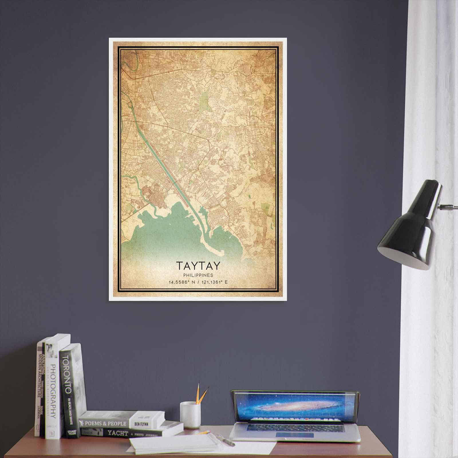 Vintage Taytay Philippines Map Poster, Taytay City Road Wall Art Print