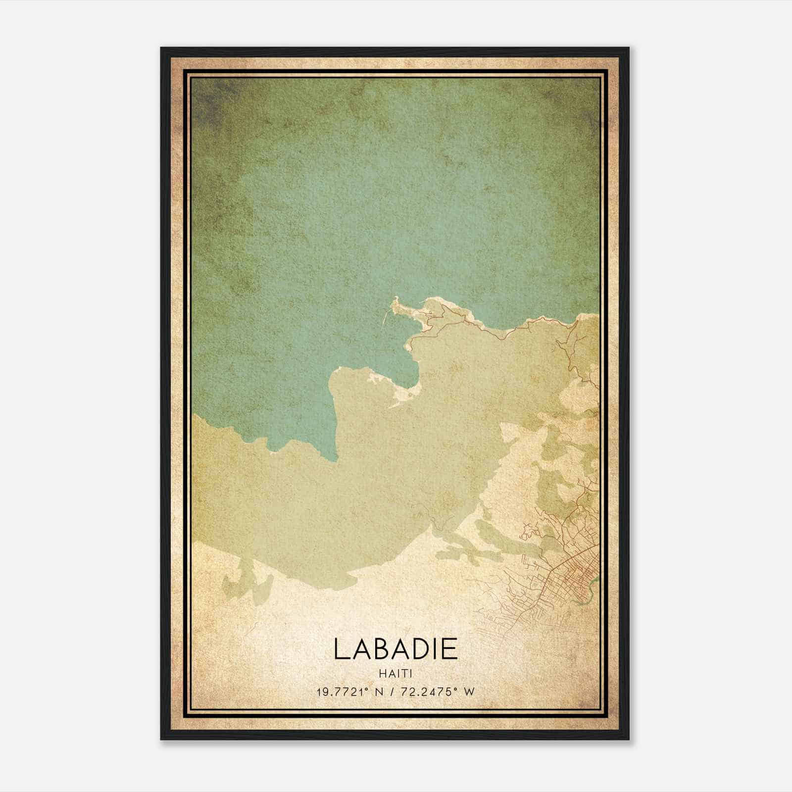 Vintage Labadie Haiti Map Poster, Labadie City Road Wall Art Print