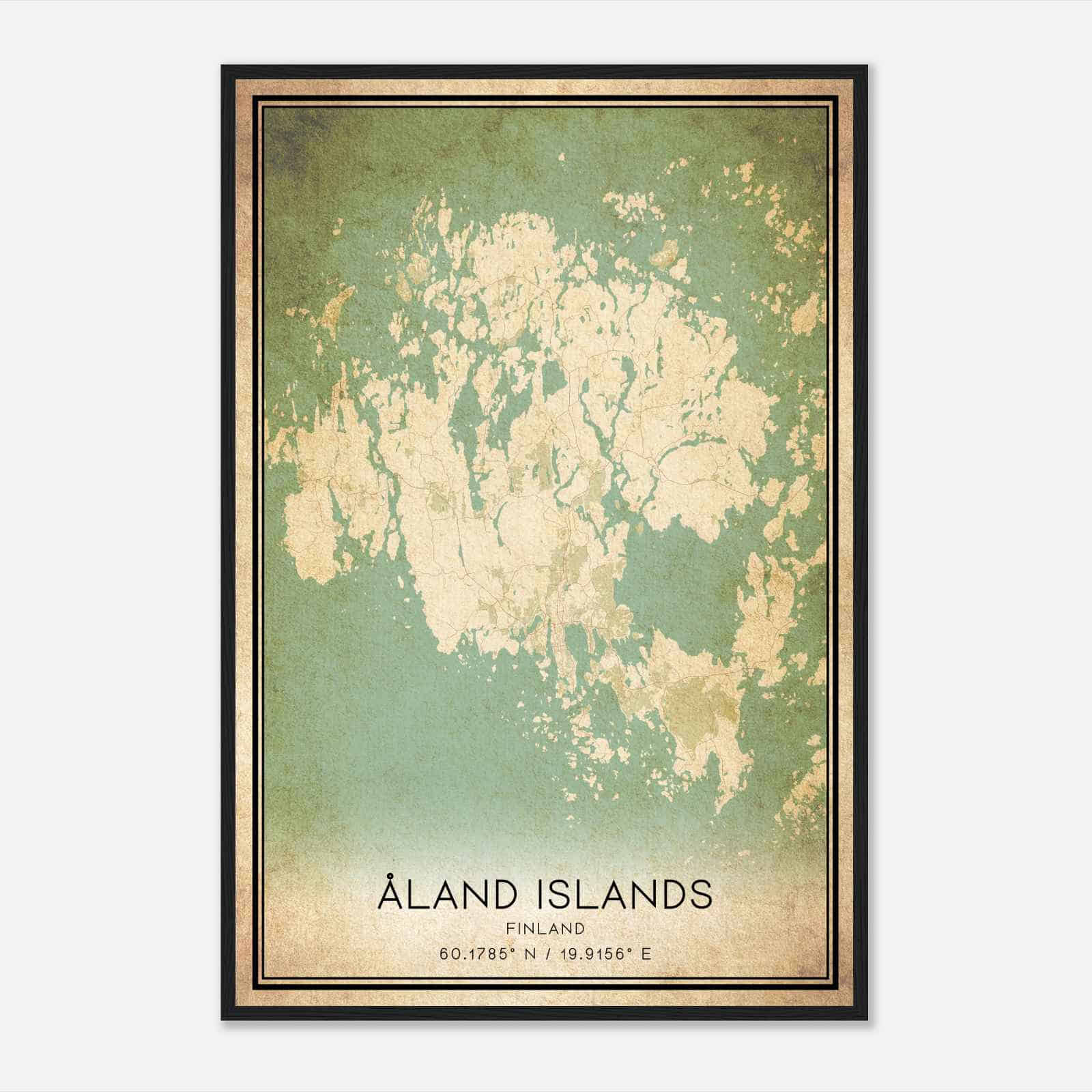 Vintage Aland Islands Finland Map Poster, Aland Islands City Road Wall Art Print