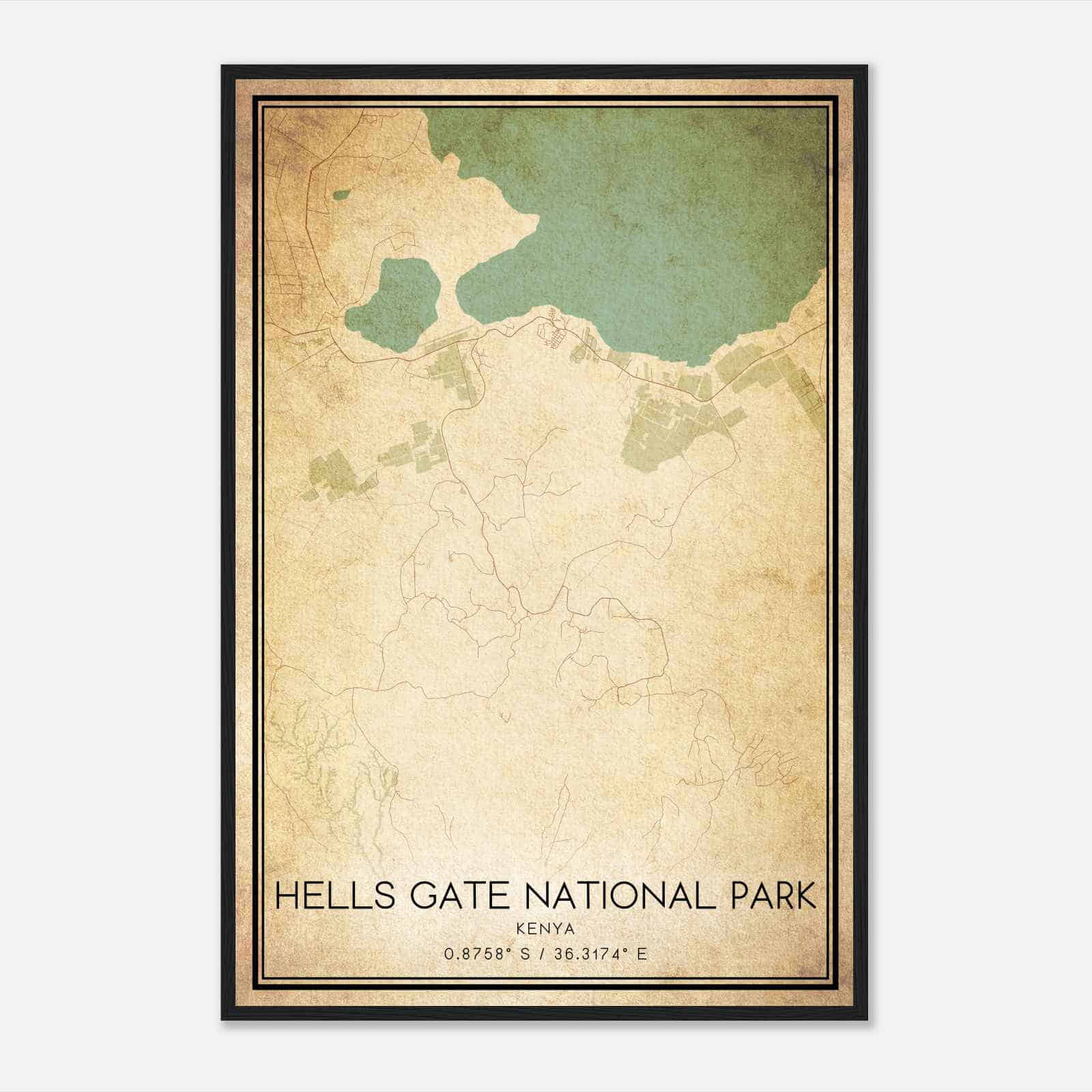 Vintage Hells Gate National Park Kenya Map Poster, Hells Gate National Park City Road Wall Art Print Vintage Hells Gate National Park Kenya Map Poster, Hells Gate National Park City Road Wall Art Print