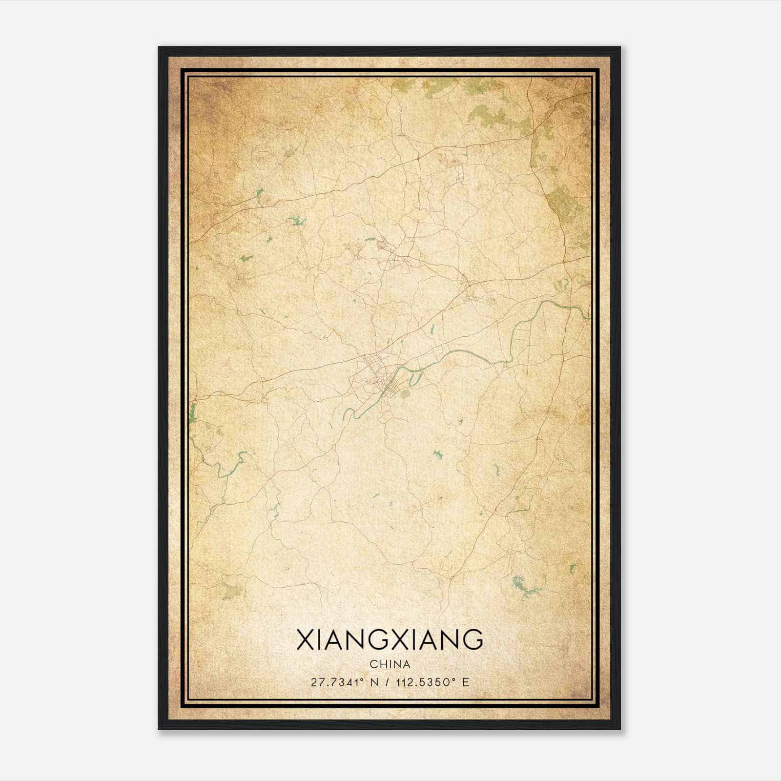 Vintage Xiangxiang China Map Poster, Xiangxiang City Road Wall Art Print