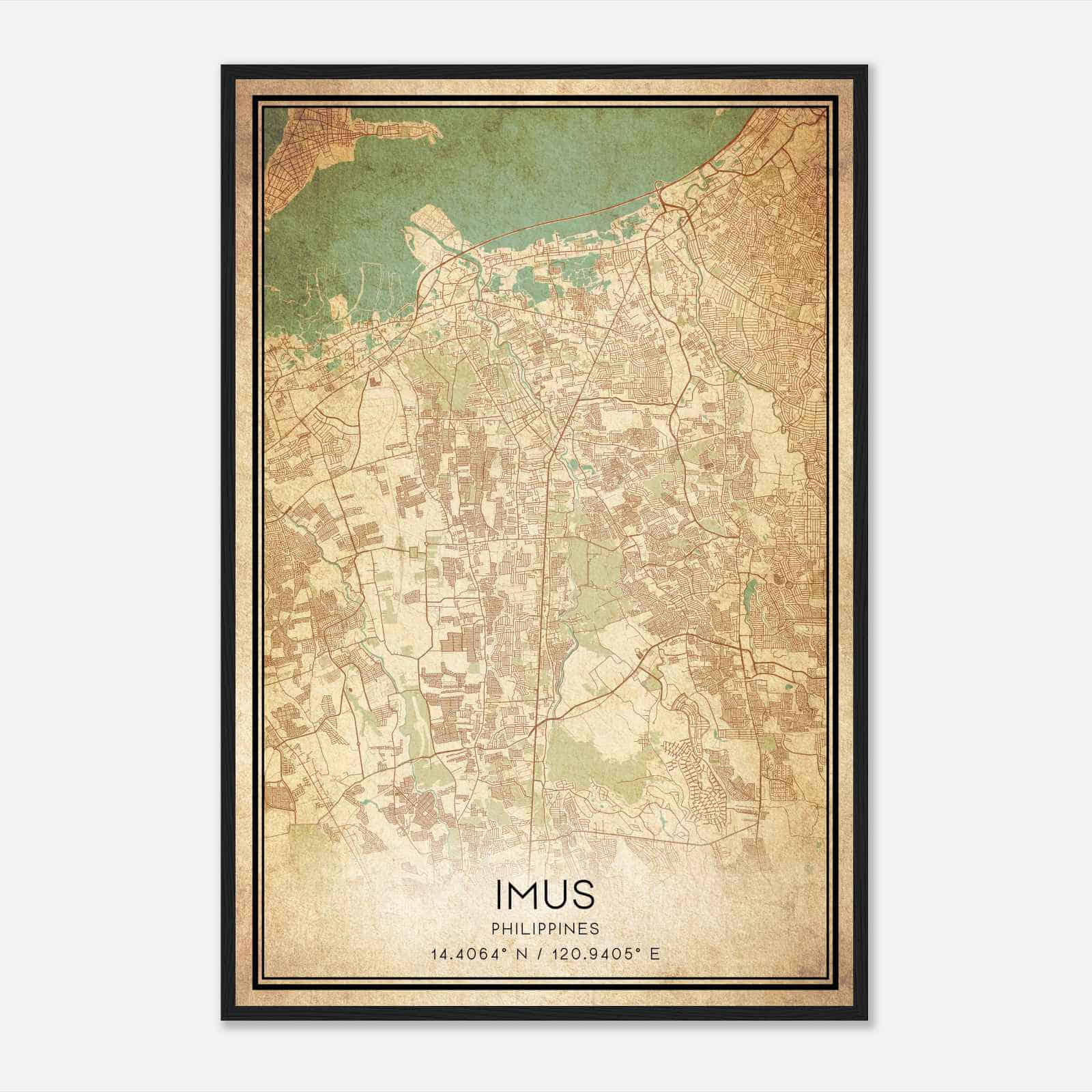 Vintage Imus Philippines Map Poster, Imus City Road Wall Art Print