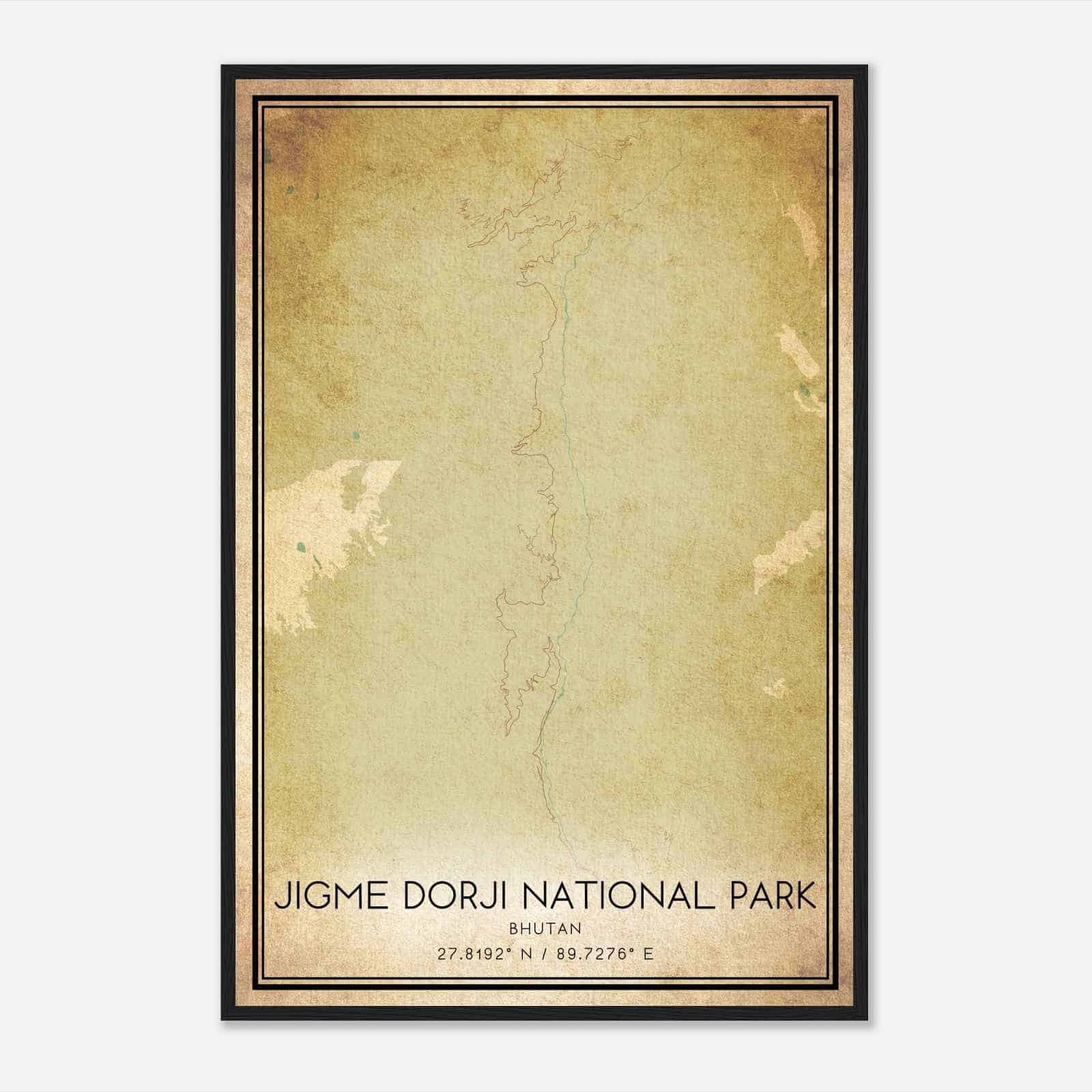 Vintage Jigme Dorji National Park Bhutan Map Poster, Jigme Dorji National Park City Road Wall Art Print