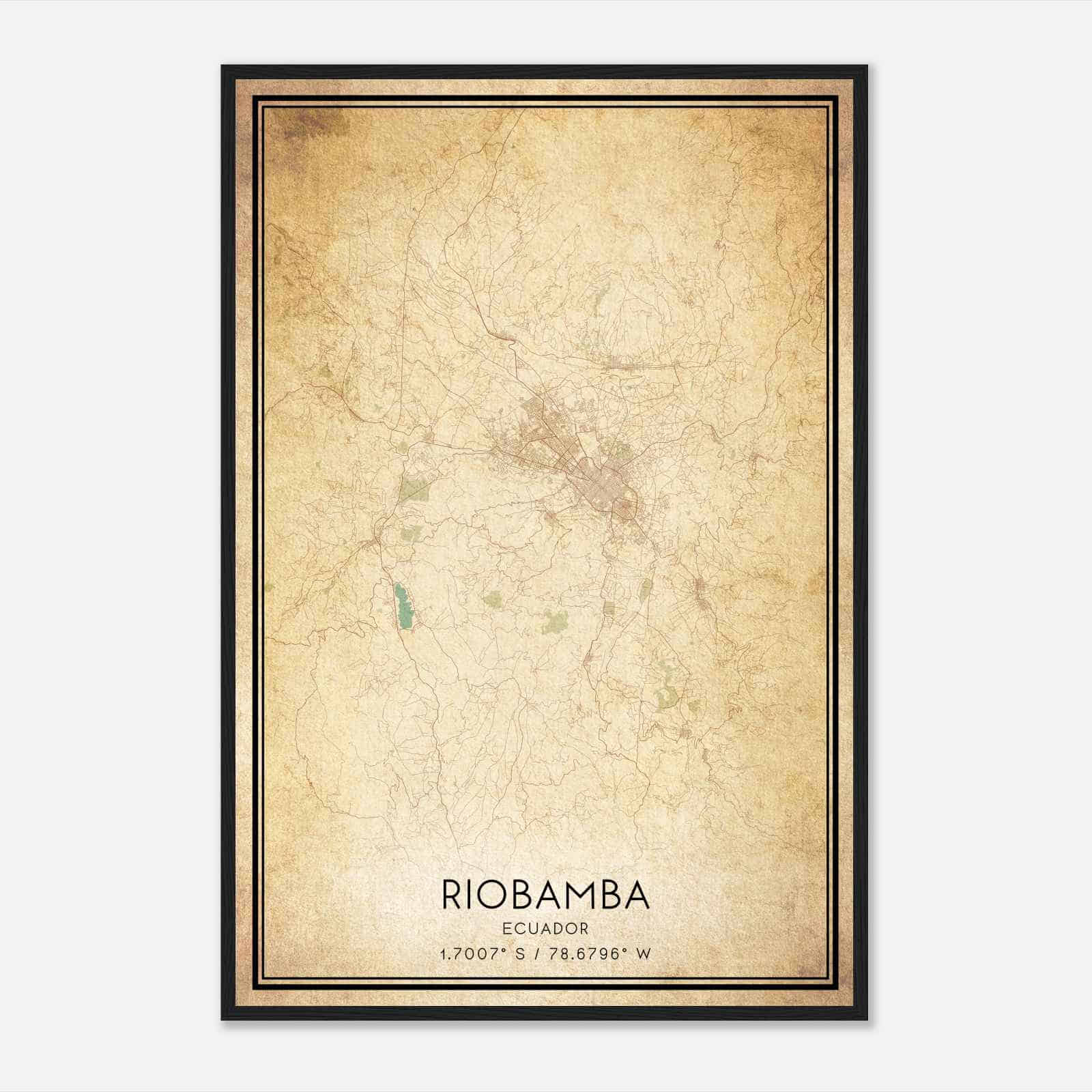 Vintage Riobamba Ecuador Map Poster, Riobamba City Road Wall Art Print