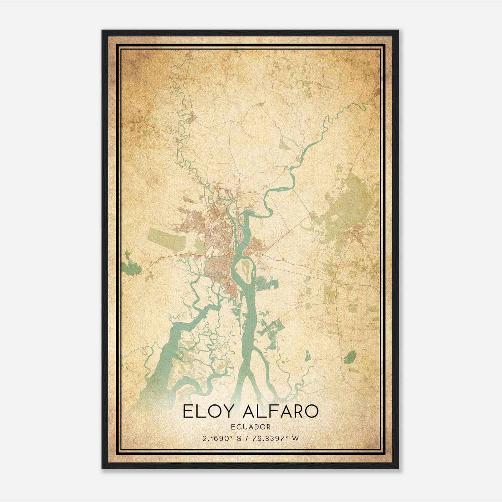 Vintage Eloy Alfaro Ecuador Map Poster, Eloy Alfaro City Road Wall Art Print