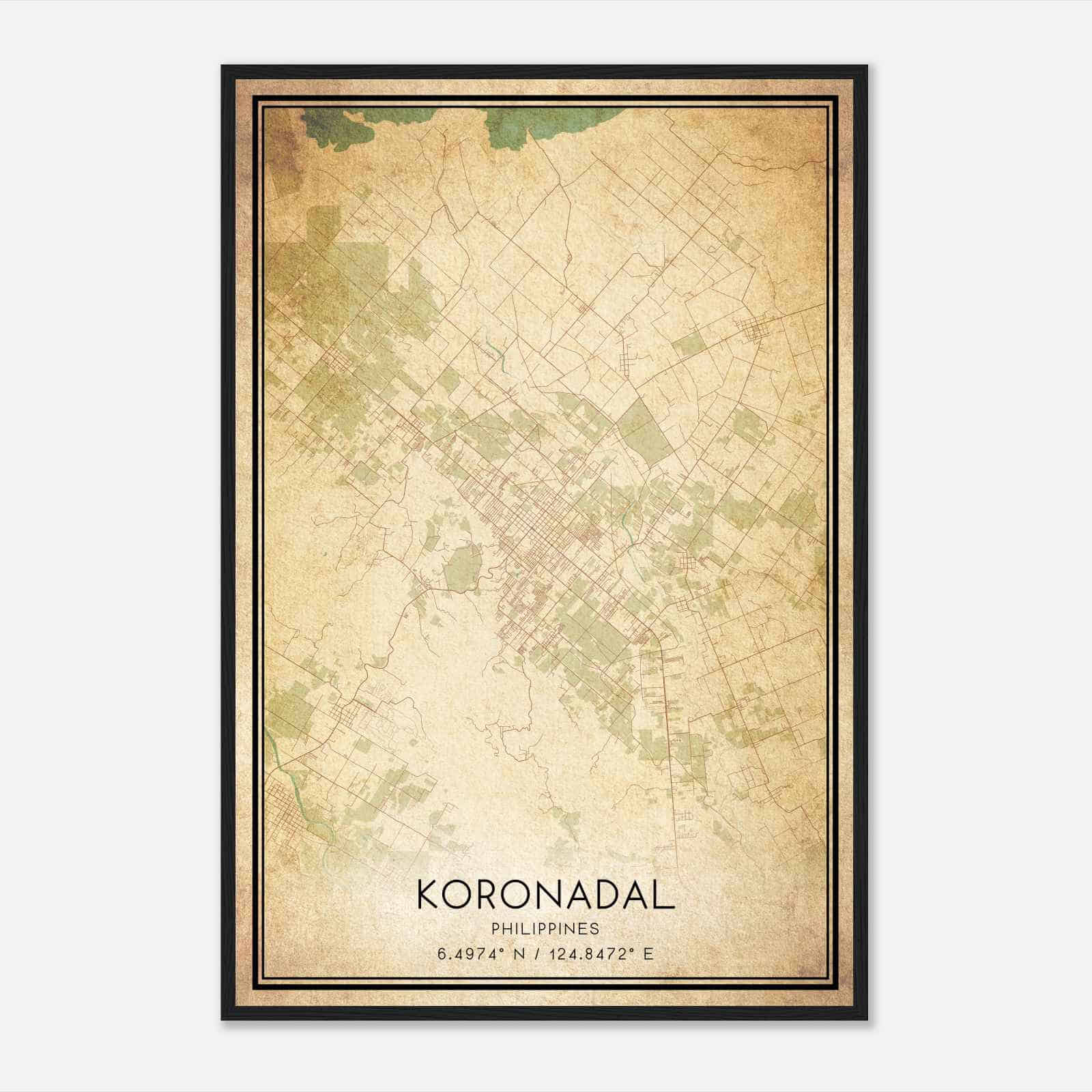 Vintage Koronadal Philippines Map Poster, Koronadal City Road Wall Art Print
