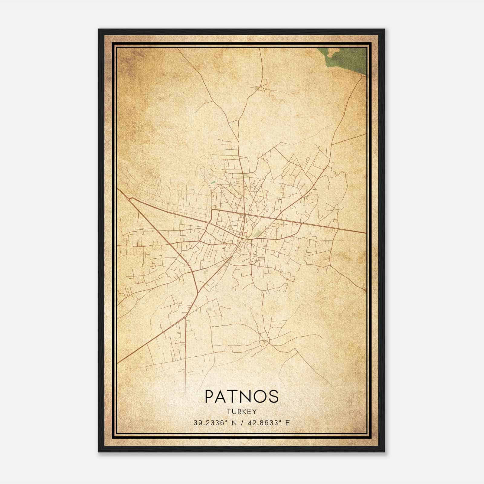 Vintage Patnos Turkey Map Poster, Patnos City Road Wall Art Print