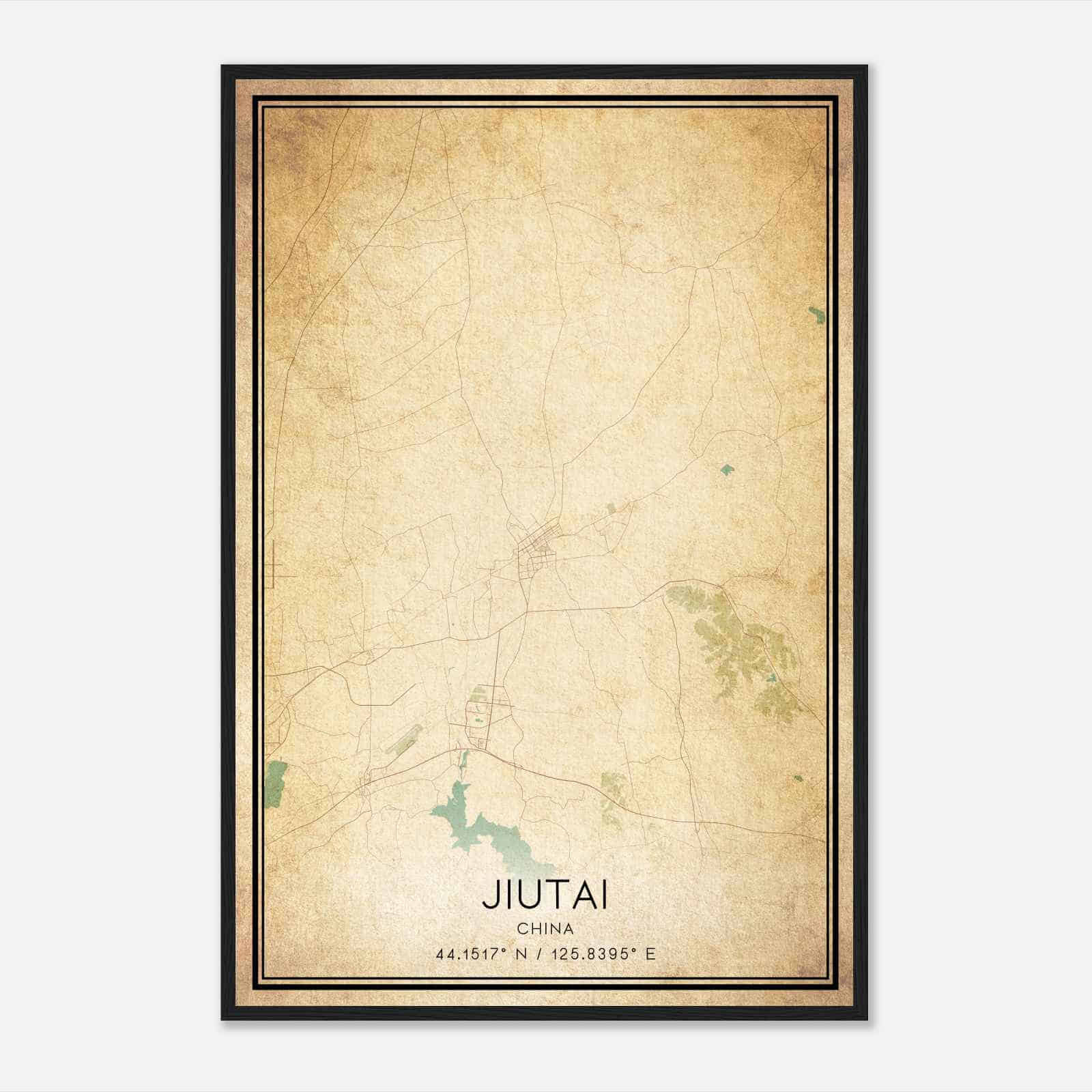 Vintage Jiutai China Map Poster, Jiutai City Road Wall Art Print