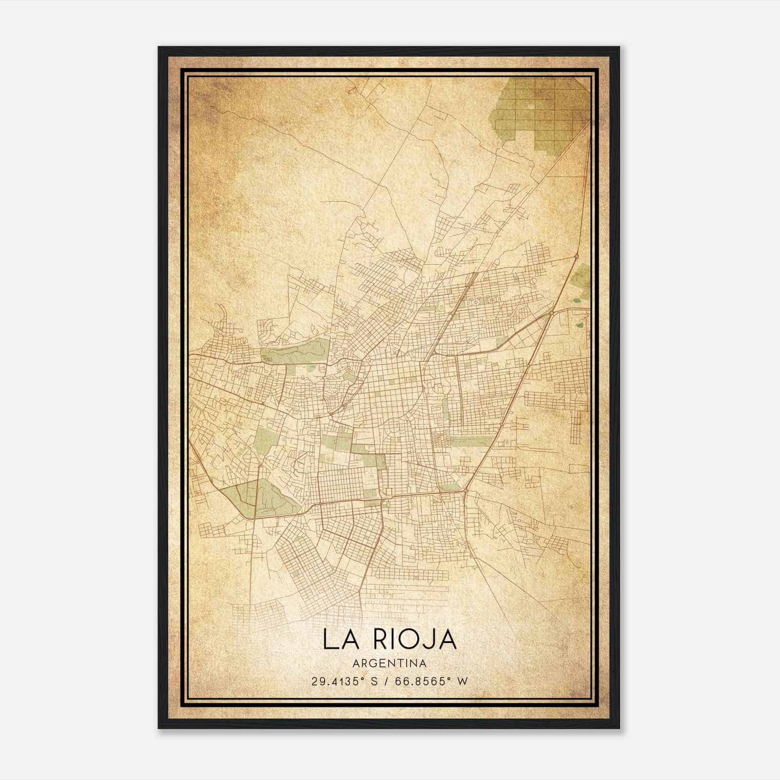 Vintage La Rioja Argentina Map Poster, La Rioja City Road Wall Art Print