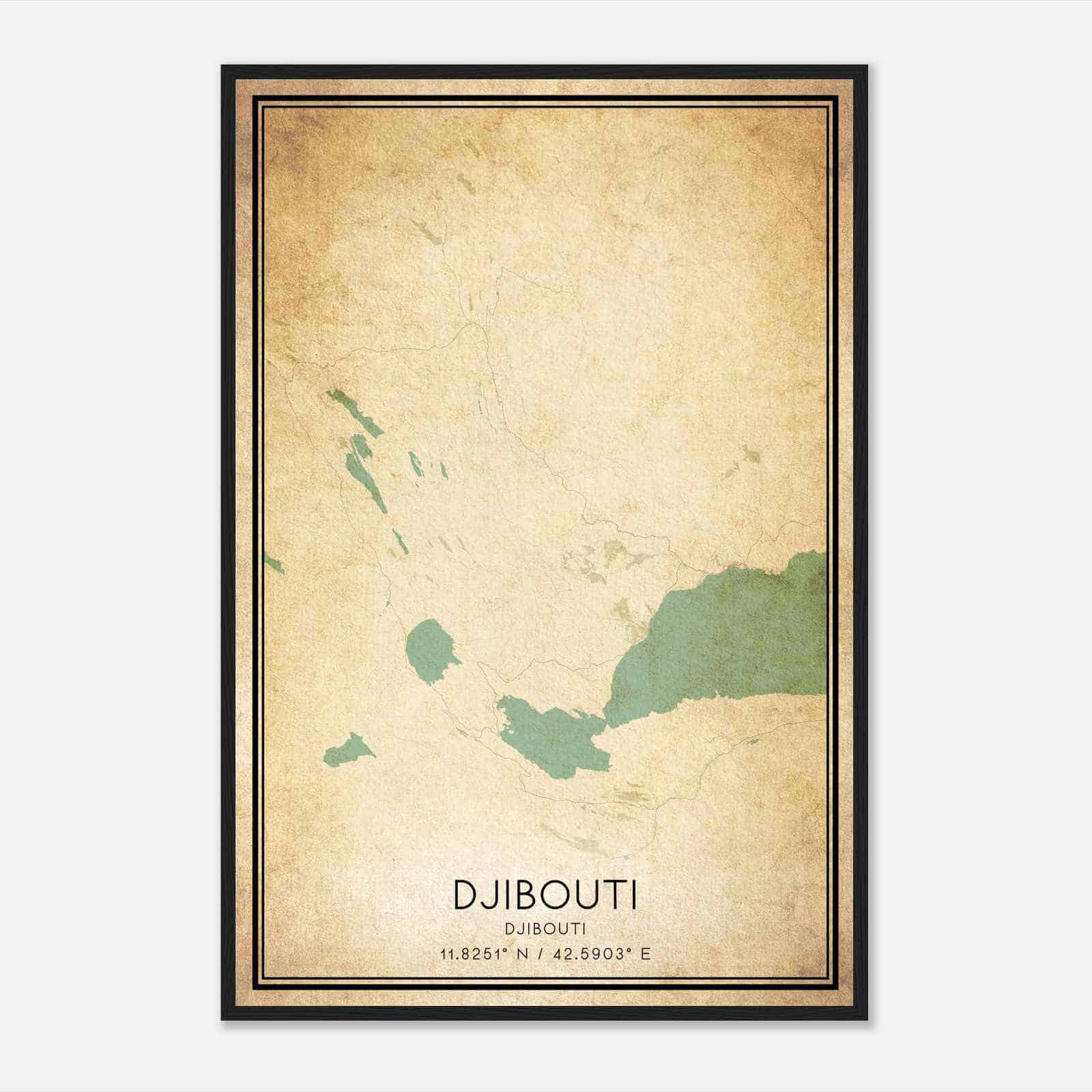 Vintage Djibouti Djibouti Map Poster, Djibouti City Road Wall Art Print