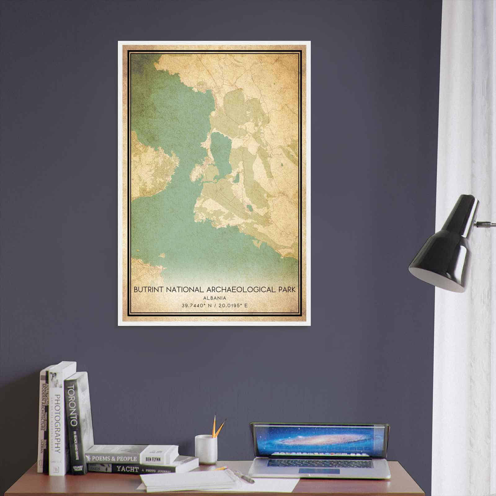 Vintage Butrint National Archaeological Park Albania Map Poster, Butrint National Archaeological Park City Road Wall Art Print