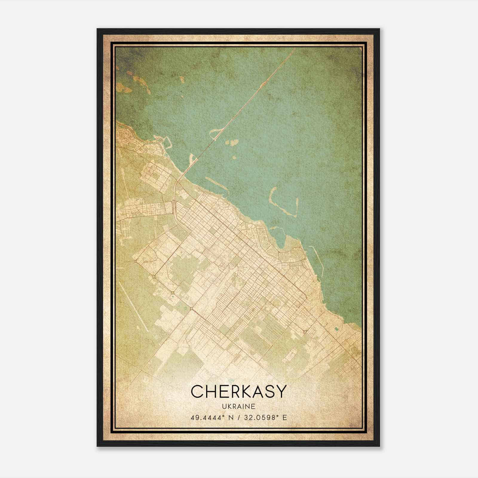 Vintage Cherkasy Ukraine Map Poster, Cherkasy City Road Wall Art Print