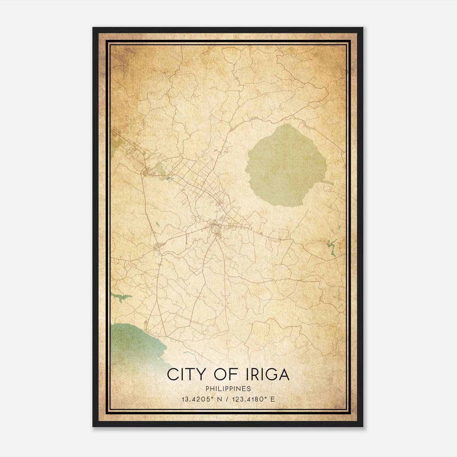 Vintage City of Iriga Philippines Map Poster, City of Iriga City Road Wall Art Print