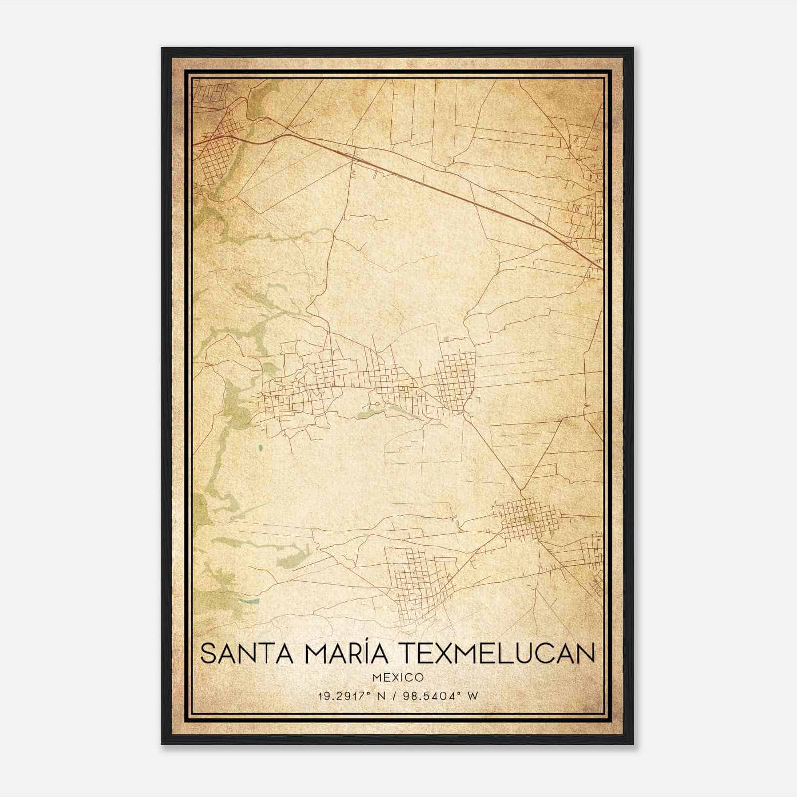 Vintage Santa Maria Texmelucan Mexico Map Poster, Santa Maria Texmelucan City Road Wall Art Print Vintage Santa Maria Texmelucan Mexico Map Poster, Santa Maria Texmelucan City Road Wall Art Print